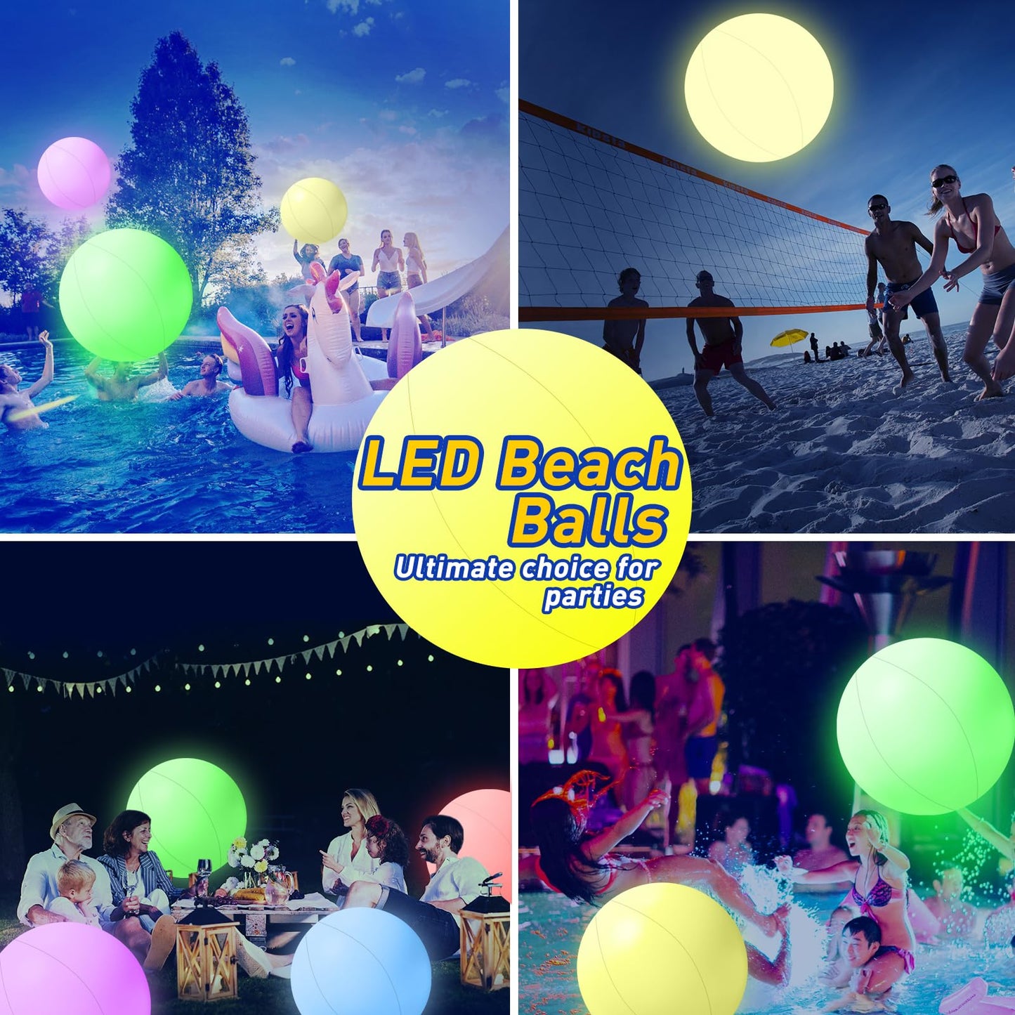 Pool Toys 16 Inch 5 Pack- 16 Lighting and 4 Modes LED Beach Ball with Remote Control,Suitable for Pool Games Night Summer Pool Party,Outdoor Everybody Family Games