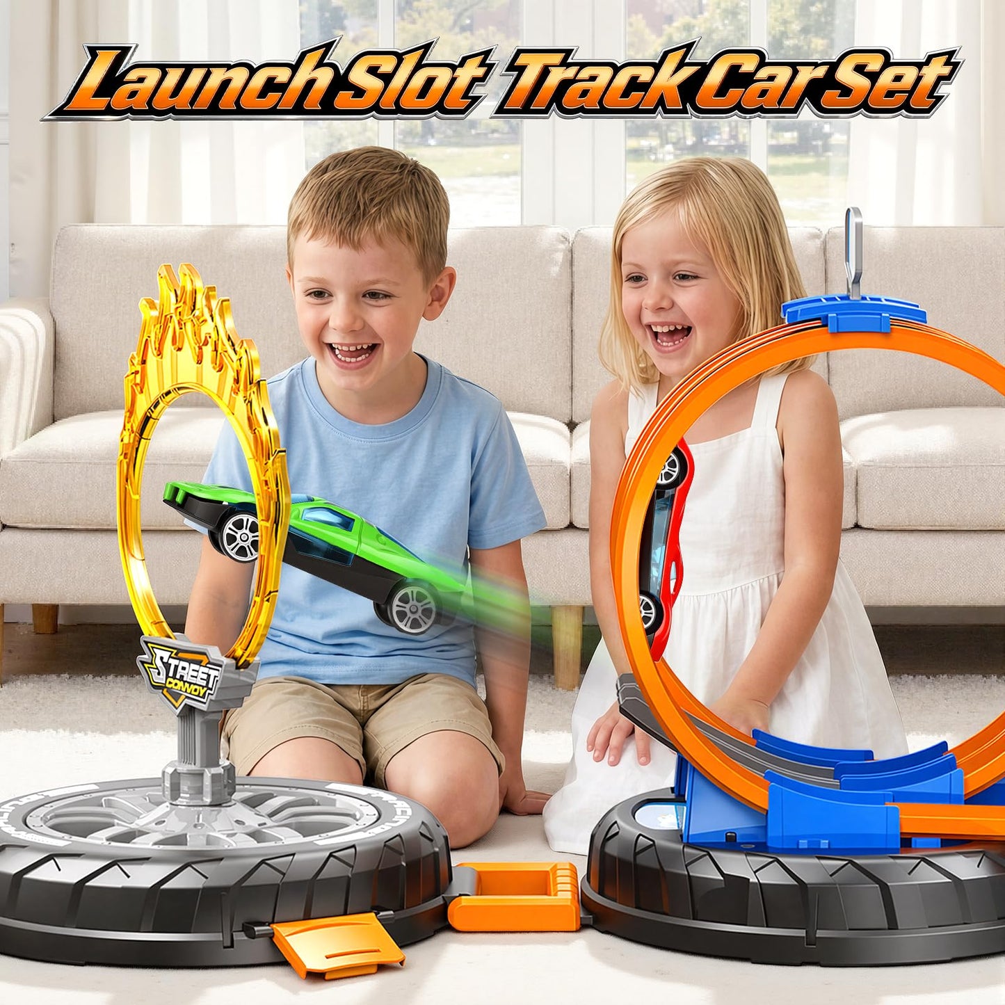 2026 Race Car Track Set Toy for Kids, Stunt Racing Playset with 360°Loop Car Track with Four 1:64 Scale Vehicles Gift Toys for Boys Girls Ages 3 4 5 6 7 8 (Standard)
