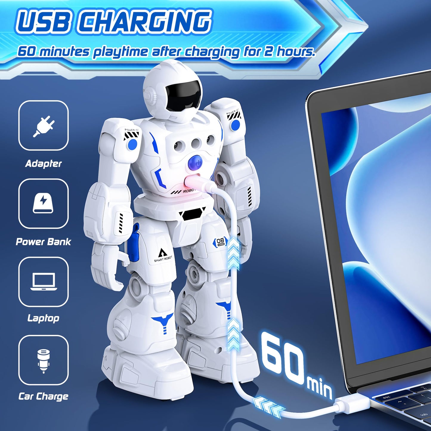 BAZOLOTA Robot Toys for Kids, Programmable Remote Control Robot with Walking, Sliding, Singing and Dancing, RC Gesture Sensing Control Smart Robots for Age 3-12 3-5 Kids Christmas Birthday