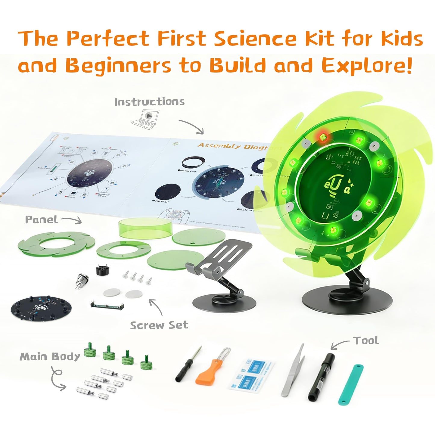 eUda+ STEM Fortune Wheel for 8-12 13-17 Stem Toys for Ages 8-13 Stem Games for Kids Ages 9-14 Electronics Exploration Kits for Kids 8-12 Interactive Lucky Wheel (Assembly Version, RPC)