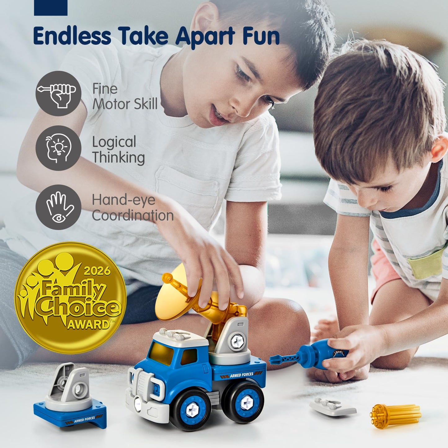 hahaland Toys for 5 Year Old Boy Birthday Gift, Stem Boys Toys 6 Year Old Boy Gifts, 5 in 1 Building Take Apart Trucks Transform to Robot Kids Ages 5-8, Montessori Creative Educational Drill Screw Set