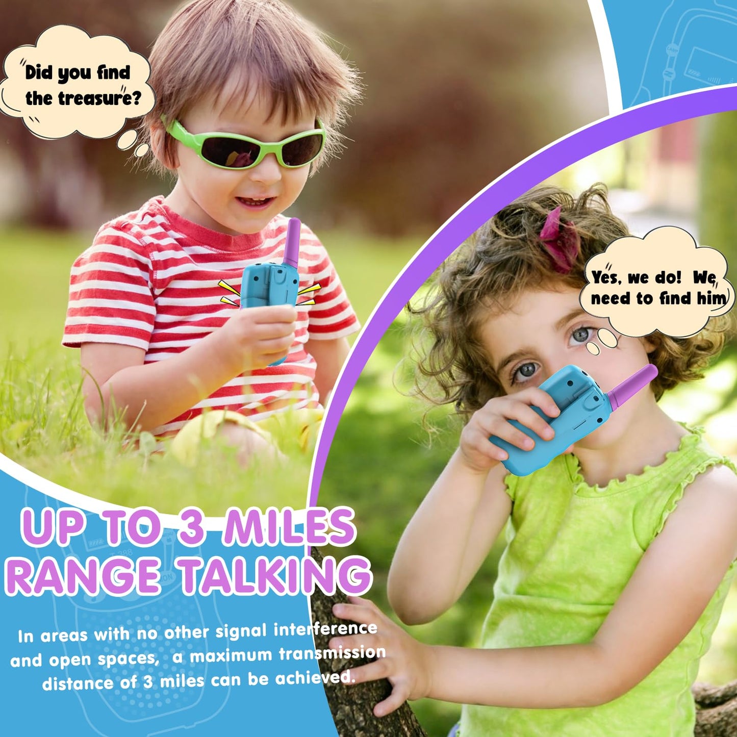 Selieve Toys for 3-14 Year Old Children's, Walkie Talkies for Kids 22 Channels 2 Way Radio Toy with Backlit LCD Flashlight, 3 Miles Range for Outside, Camping, Hiking Purple