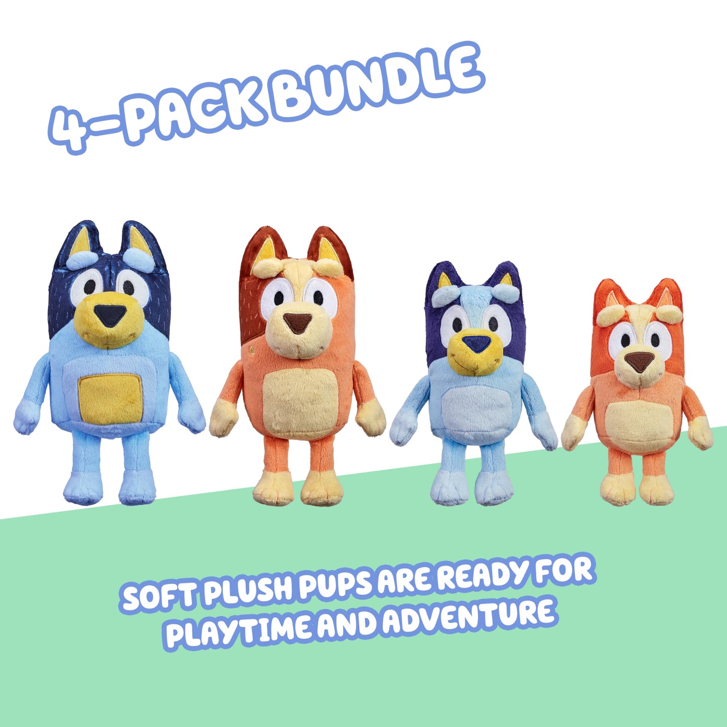 Bluey Heeler Family Stuffed Animal Set of 4, 7-8”, Soft, Bingo, Bandit, and Chilli Plush Figure Toys, Cuddly Plush Toys for Kids Ages 3+