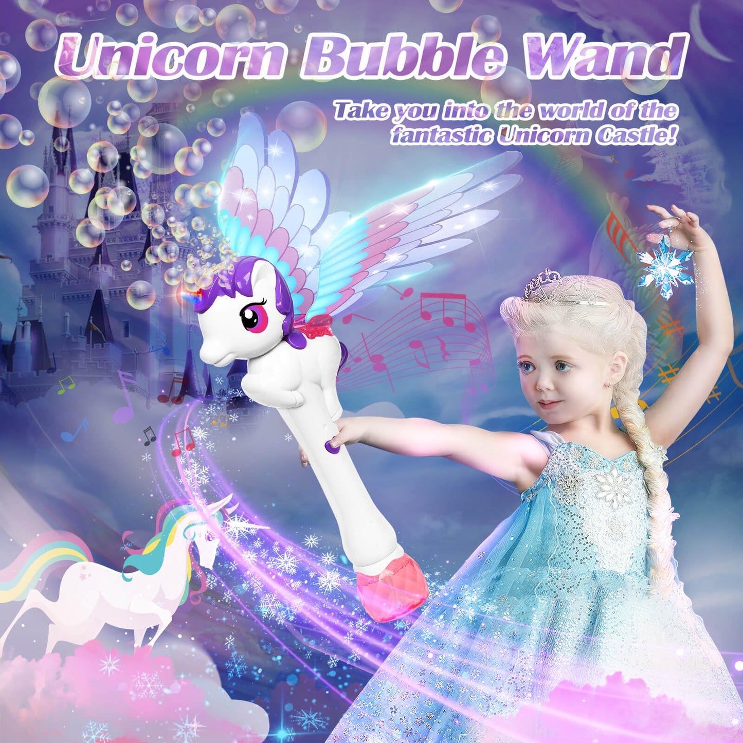 Dolanus Bubble Wands for Kids Toys Ages 3-8 Year Old: Unicorn Toys Princess Wand, Toddler Girl Toy Age 3 4-5 6 Years Old, Outdoor Party Birthday Gifts for 3 4 5 6 7 8 Year Old