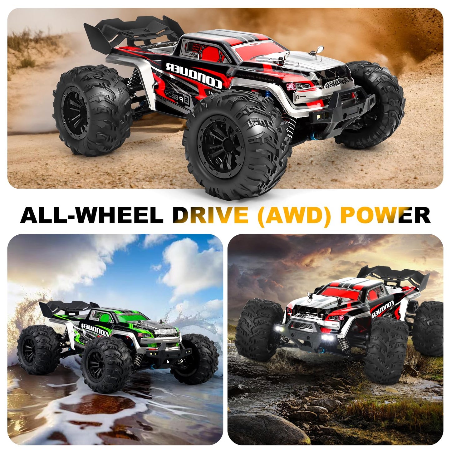TWIKOMI 1:16 Scale All-Terrain RC Car for Adults - 40+KM/H High Speed 4WD Off-Road Remote Control Truck with 2 Rechargeable Batteries, 2.4GHz Electric Toy Vehicle Gift for Teens and 14+ (1:16 Scale)