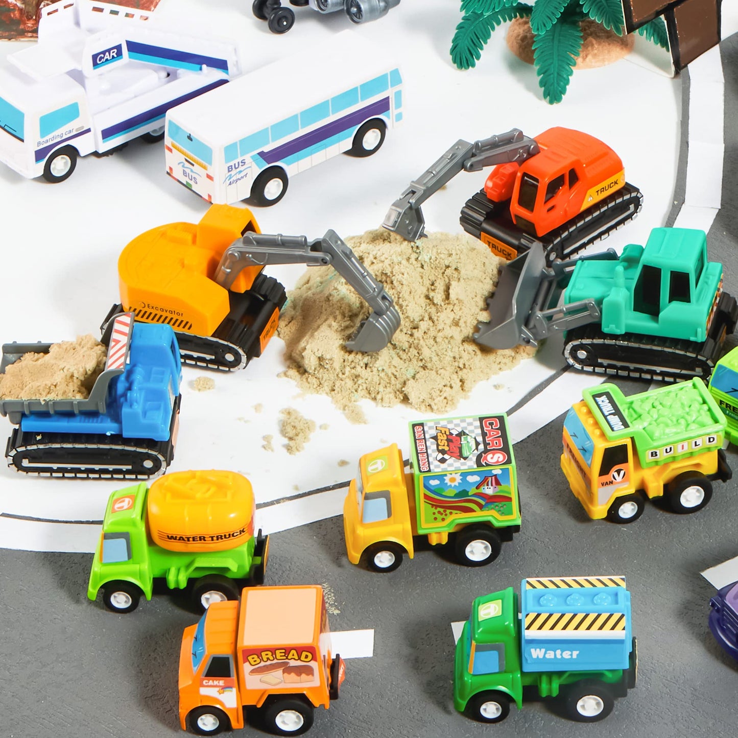 JOYIN 25 Pieces Pull Back Cars and Trucks Toy Vehicles Set for Toddlers, Girls and Boys Kids Play Set, Party Favors, School Gifts, Goodie Bags Stuffers for Kids
