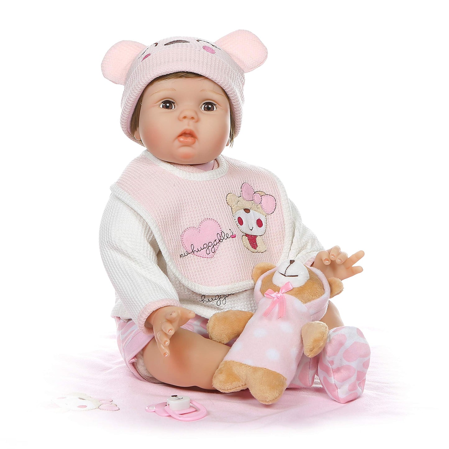 Babyfere Realistic Reborn Baby Dolls Girl Blinking Eyes Weighted Body Vinyl Silicone 22 Inch Reborn Dolls