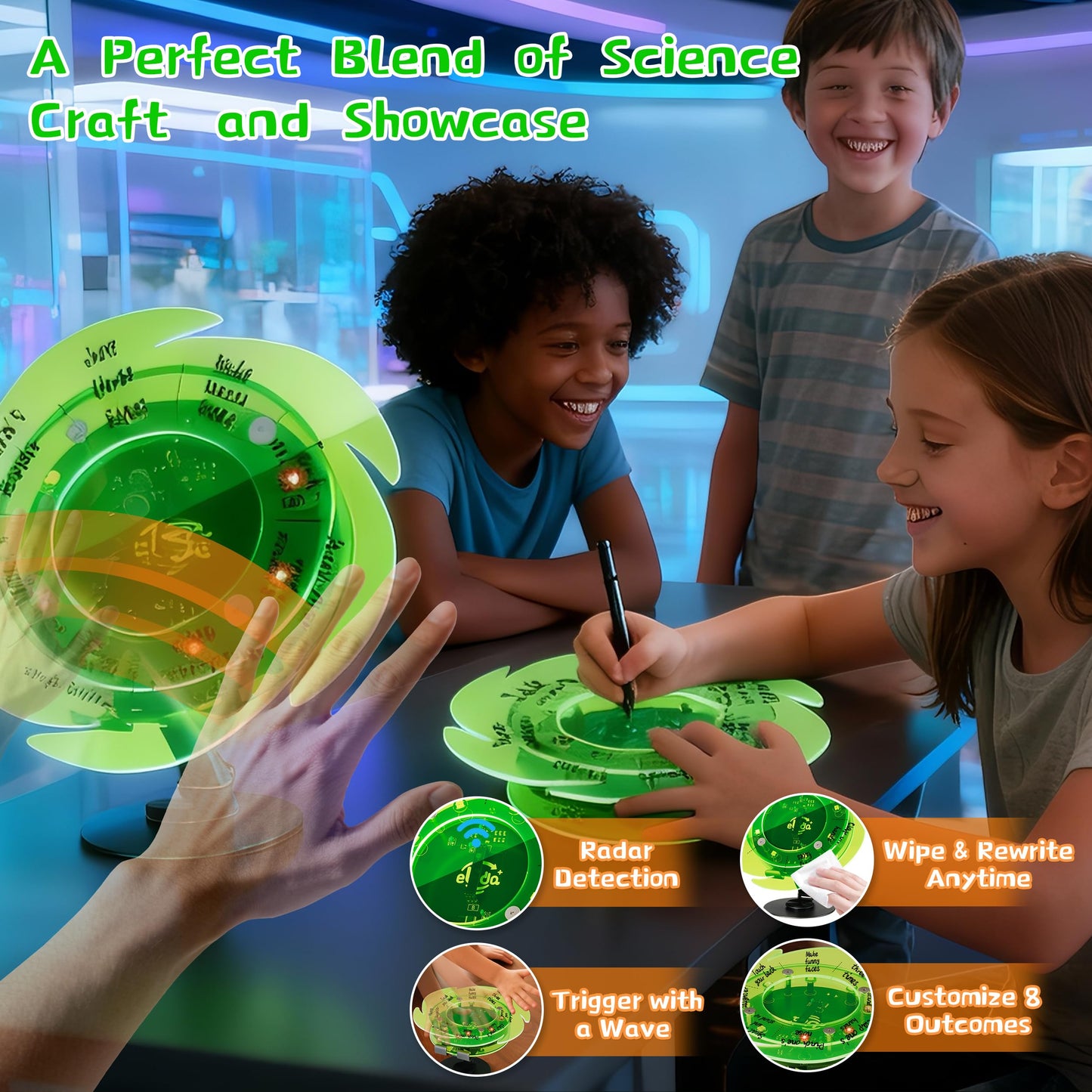 eUda+ STEM Interactive Lucky Wheel for 12-14-16-18+ Craft Kits for Teens 14-16 Stem Build Kits Ages 15-18 Physics Kits for 13-15 Year Old Soldering Practice Kit for Beginners (Soldering Version, RFG)