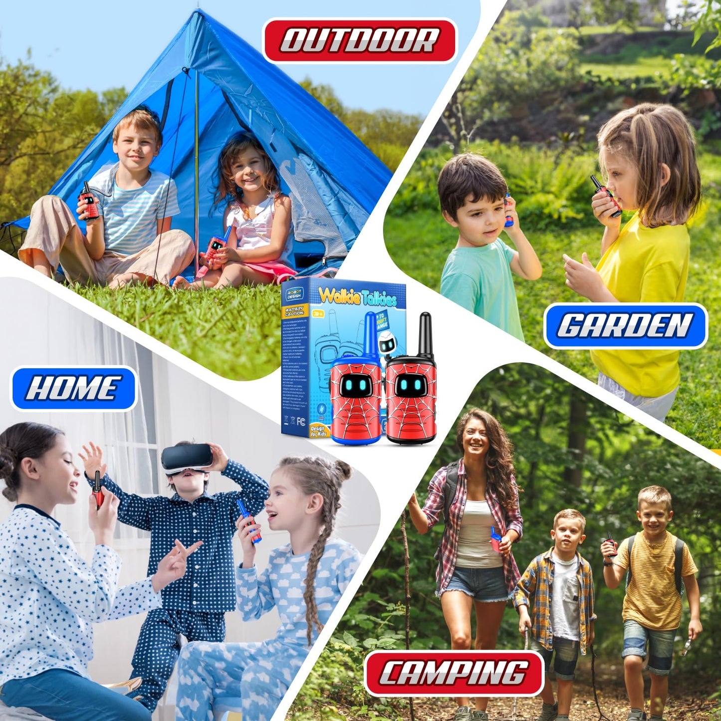 Walkie Talkies for Kids Boys Rechargeable: 2 Pack Kids Walkie Talkies Outdoor Toys for 3 4 5 6 7 8 Year Old Boy Easter Birthday Gifts Basket Stuffers for Grandkids Age 3-8 Year Old Hiking Camping
