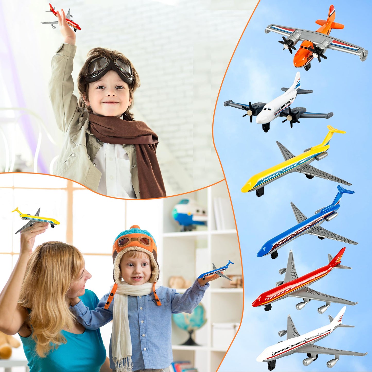 24 Pack Diecast Airplane Model Alloy Airplanes Toy for Kids Birthday Children's Day Party Favor Educational Fun Gifts Classroom Rewards