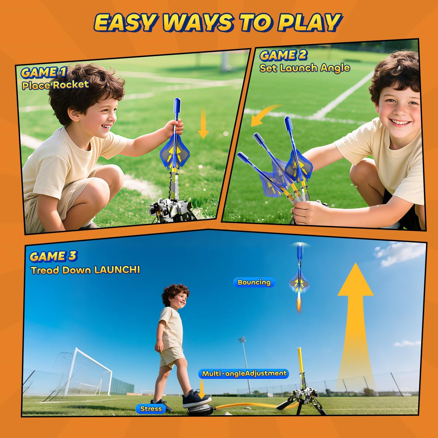 DULONIME Rocket Launcher for Kids with 8 LED Airplane Rockets and 2 Tank Launcher, Outdoor Toys for Toddlers, Rockets for Kids Age 4-8, 2 3 4 5 Year Old Boy Birthday Gift, Launching up to 120+ Feet
