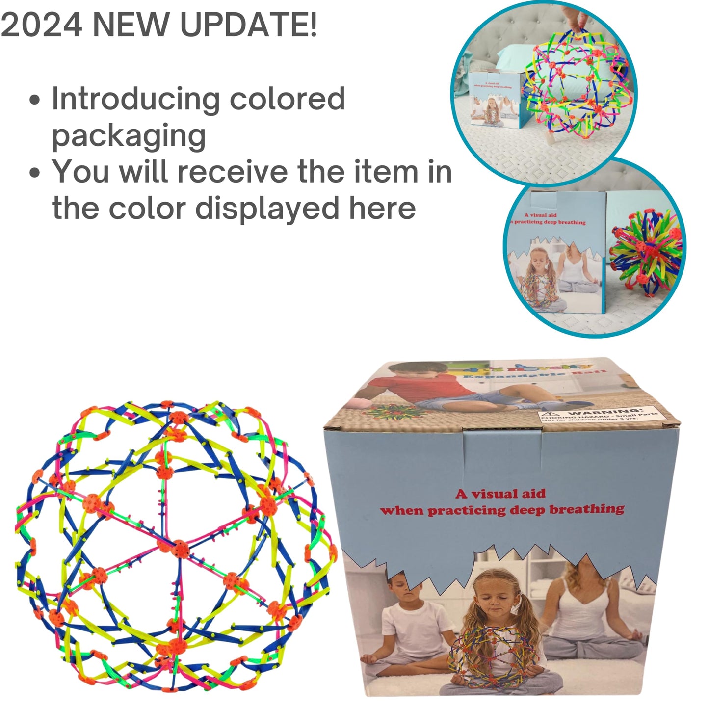 4E's Novelty Expandable Breathing Ball Sphere - Breathing Visual, Fidget Toys Expands from 6 to 12" Expanding Sphere for Kids & Adult