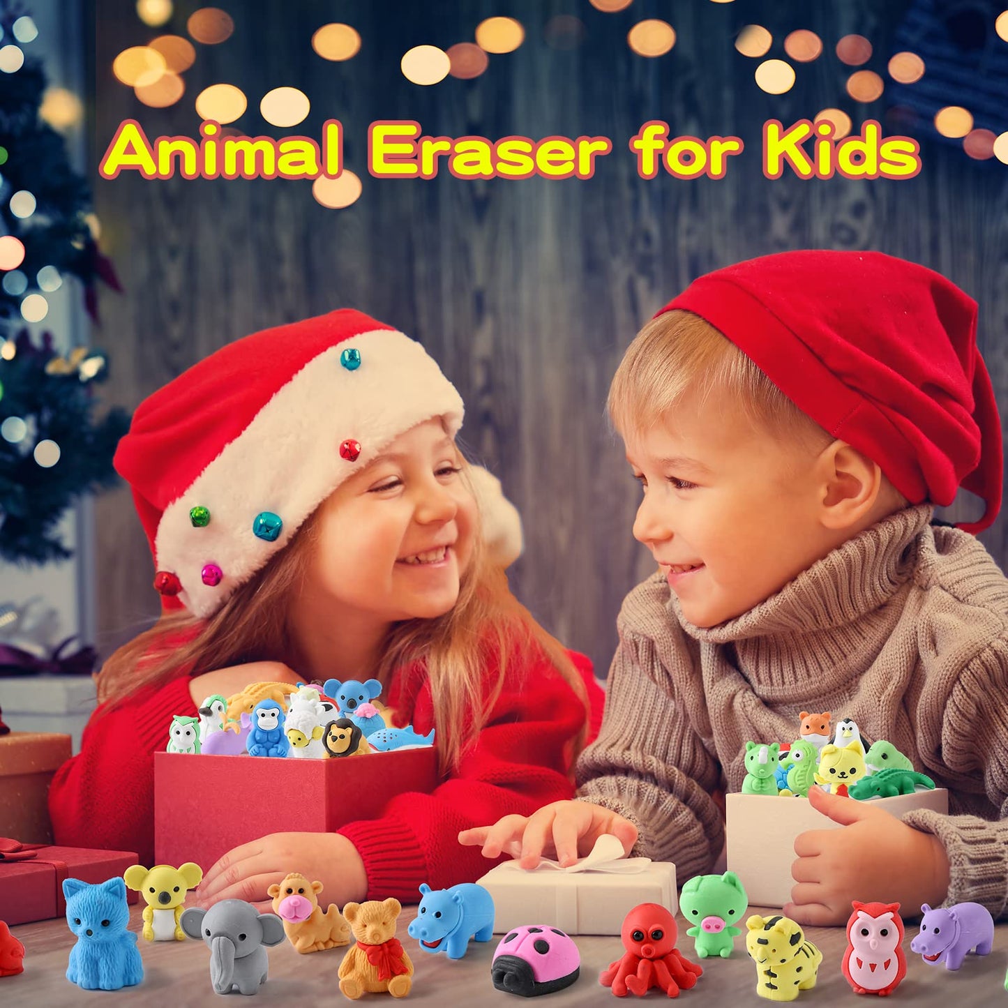 Kleeblatt 40Pcs Animal Erasers Desk Pets for Kids Assembled Eraser 3D Puzzle Erasers Classroom Prizes,Class Pets,Party Favors