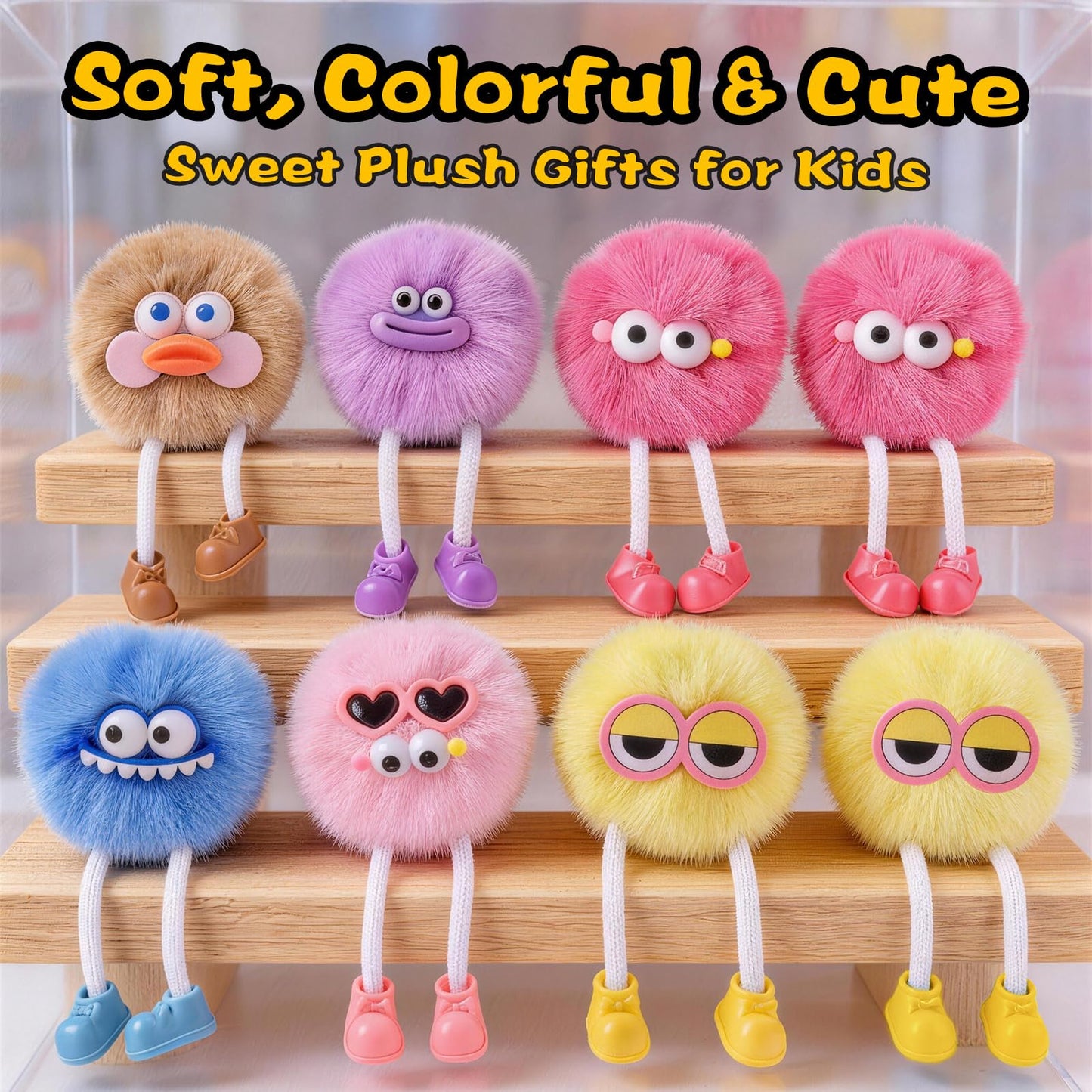 MEADIN Valentines Day Gifts for Kids - 24 Pack Pre-filled Plush Toys Keychains with Valentine's Gift Cards for School classroom Class - Valentine Party Favors for Kids Boy Girls Toddlers