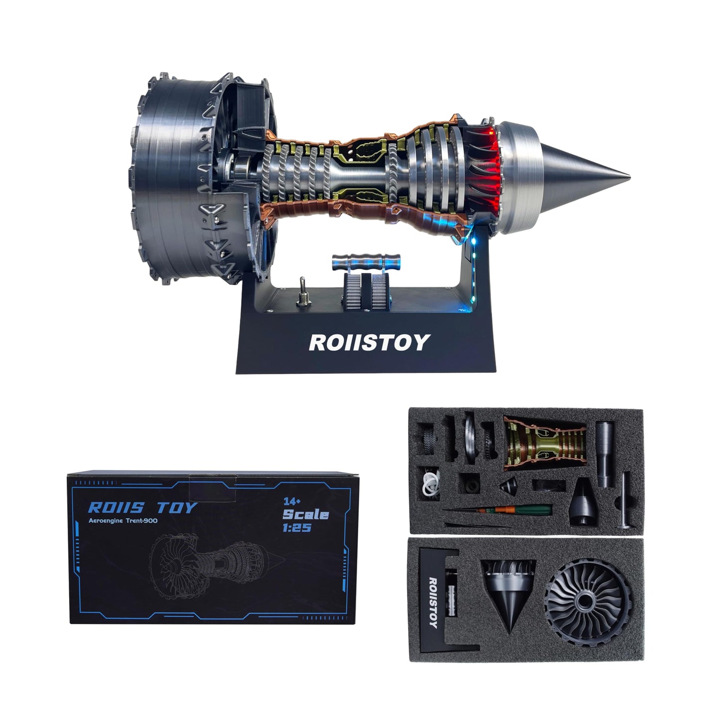 ROIISTOY Jet Engine Model TR900 Turbofan Engine kit Turbojet Aircraft Engine Mechanical Science Education Toy Aviation Enthusiast Gift Desktop Decoration (DIY KIT-Prime)