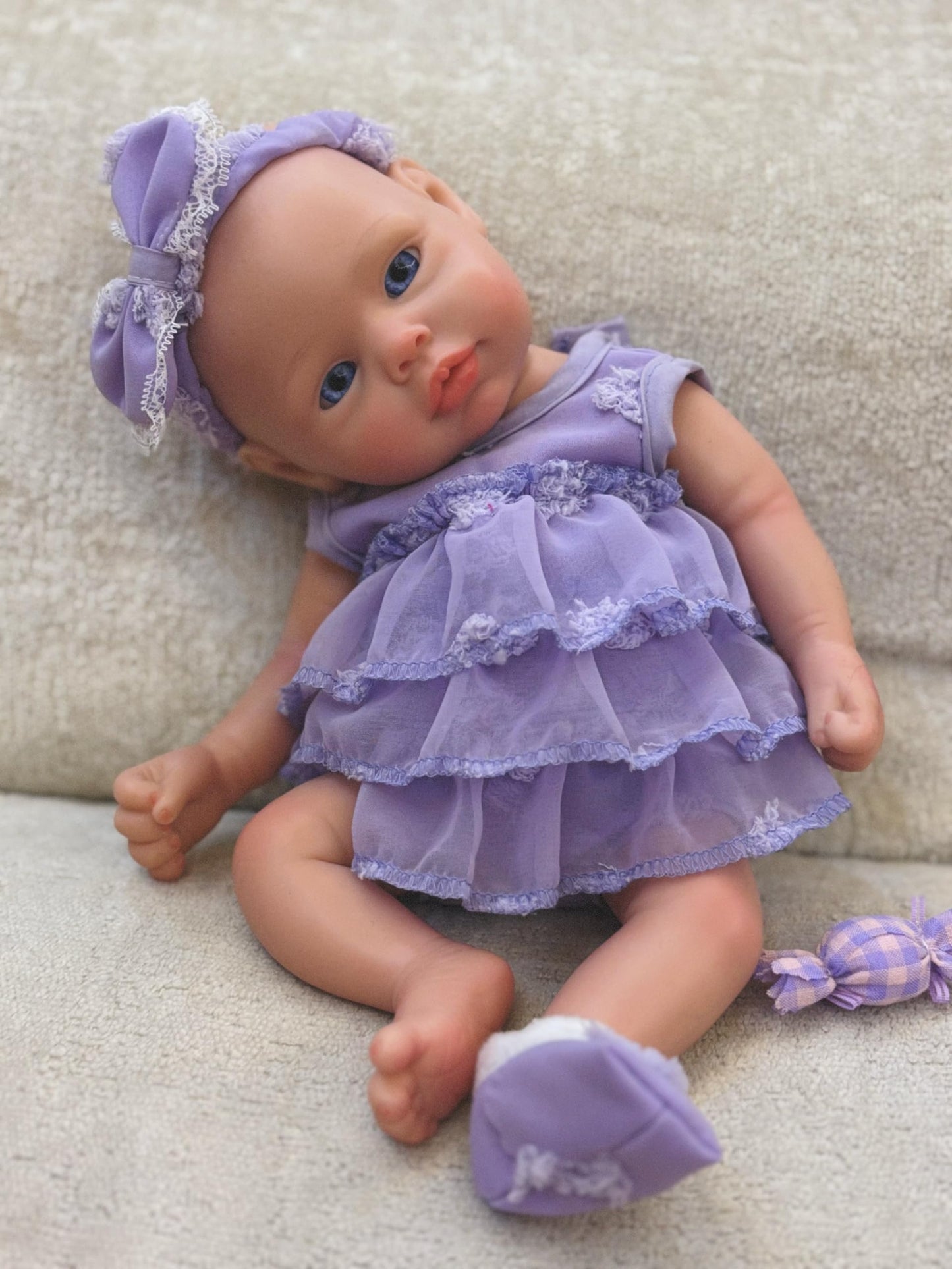 Aniiyy 13 Inch Full Body Silicone Baby Dolls Can Open Mouth Take a Pacifier Realistic Soft Silicone Reborn Baby Doll Birthday Gifts for Kids