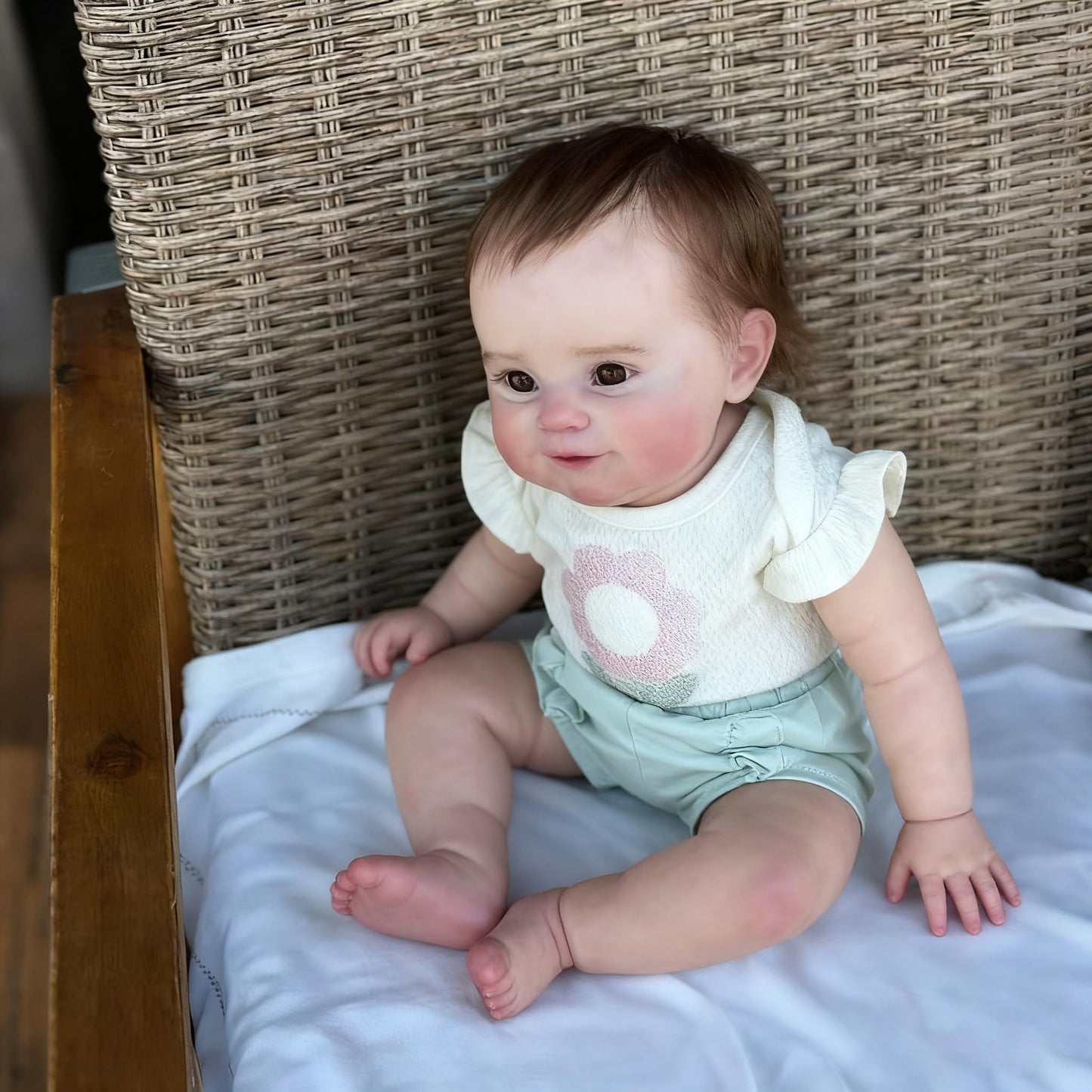 TERABITHIA Soft Touch Cuddly Baby Realistic Reborn Girl Doll - 20Inches Sweet Smiling Rooted Hair Newborn Lifelike Baby Dolls that Look Real and Feel Real