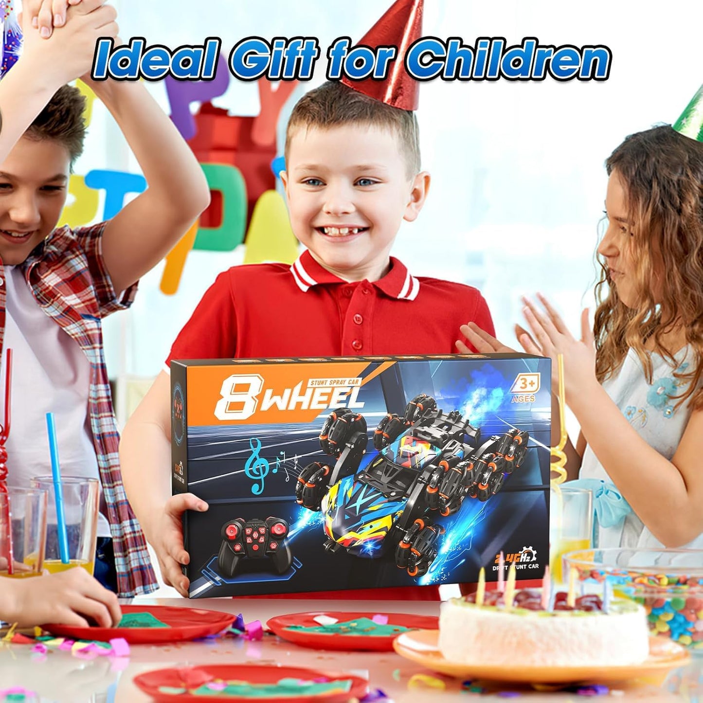 ADUSRIZ 8WD Gesture Sensing Road Stunt Car, Remote Control Cars with LED Light, Music and Spray, Drift RC Car Toys Gifts for 6-12 Years Old Boys Girls