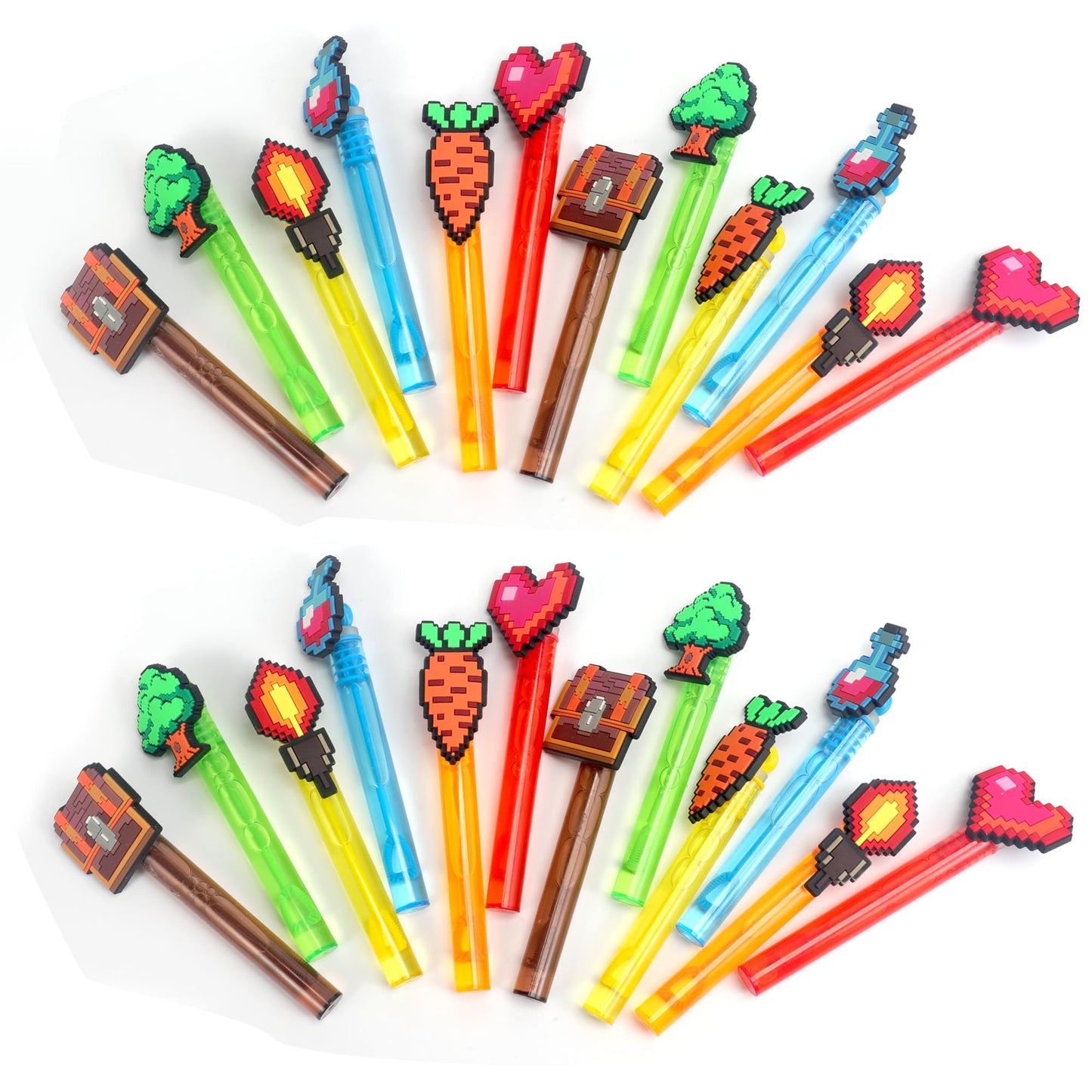 24Pcs Bubble Wands for Pixel Theme Party Favors Decorations Supplies, Goodie Bag Fillers Stuffers Exchanging Gifts Classroom Prizes