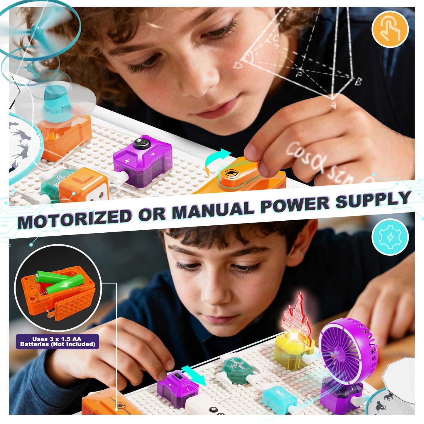 VATOS Science Circuit for Kids Ages 6-12, 68PCS Electronics Building Kit with 450+ STEM Projects, Rotational Imaging, Sound Recording & Playback, Dual Power STEM Educational Toys for Boys Girls