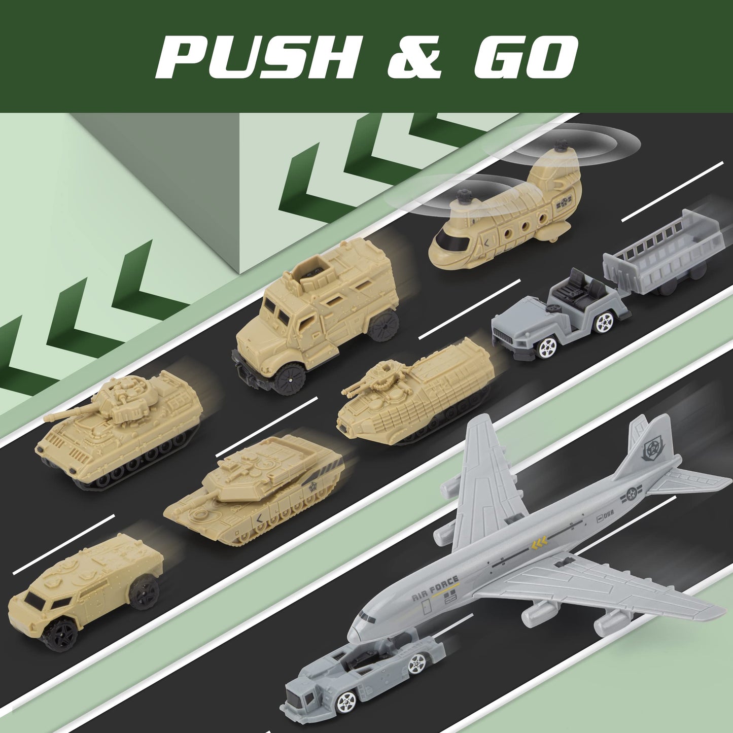 XDUOYJOY Military Base Toy, Army Toys Set with 13 Vehicles Airplane Tank Trucks Helicopter Fighter Jet, Play Mat with Army Men Action Figures and Accessories, Birthday Gift for Kids