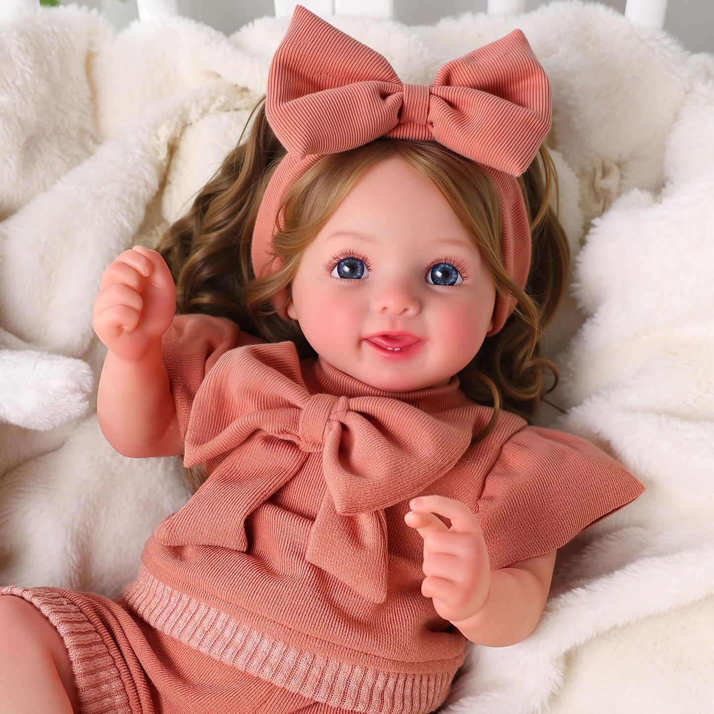 BABESIDE Reborn Baby Dolls, 20Inch Soft Cloth Body Realistic Baby Doll w/Rooted Hair and Open Eye Reborn Doll for Girls Real Life Baby Dolls Perfect for Kids Ages 3+, Playtime and Collection