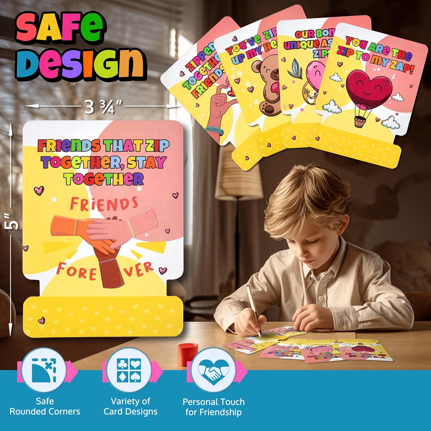 UpBrands Case Pack of 1800 Valentine's Day Cards with Unicolor Fidget Zipper Bracelets Per Box – Bulk Gifts for Schools, Charities, and Businesses