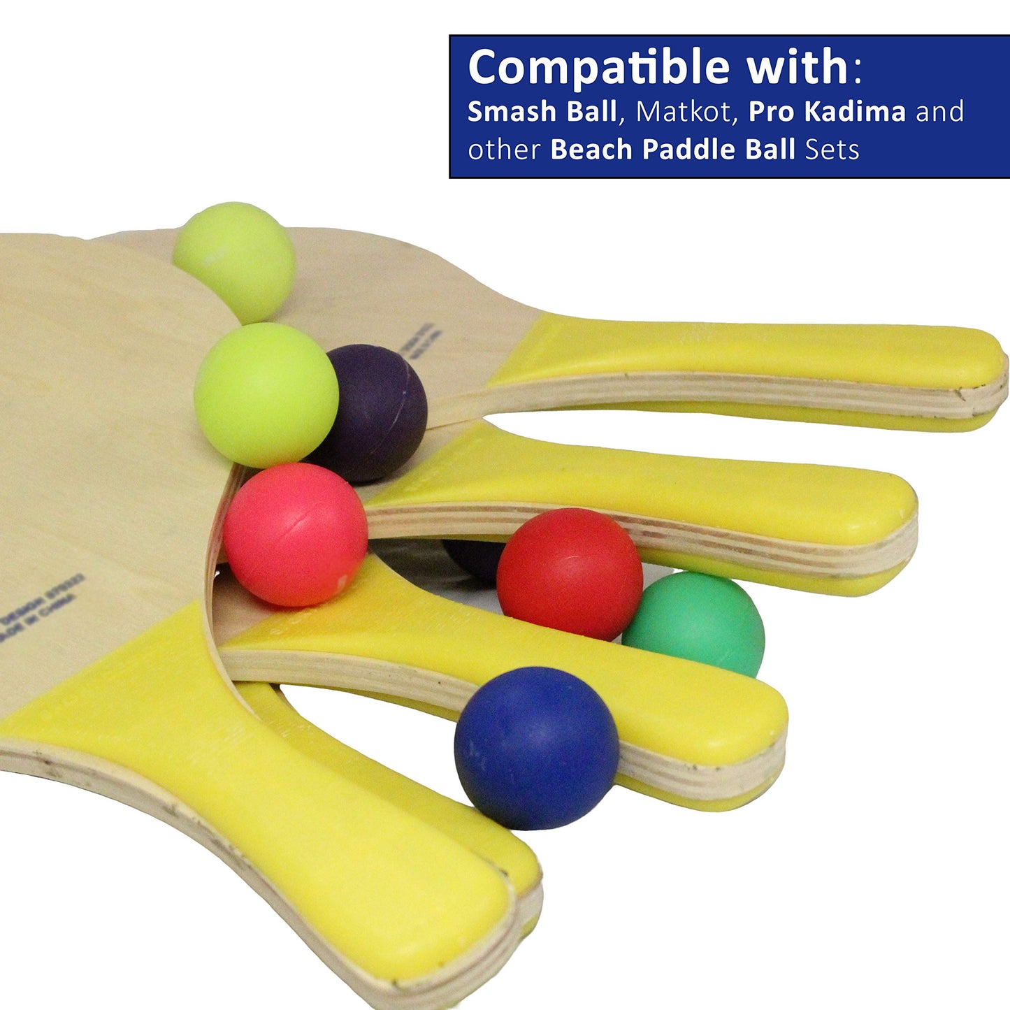 W4W Beach Paddle Ball replacement balls – Extra Balls for Pro Kadima & Smashball Racket (Set of 7 Balls)