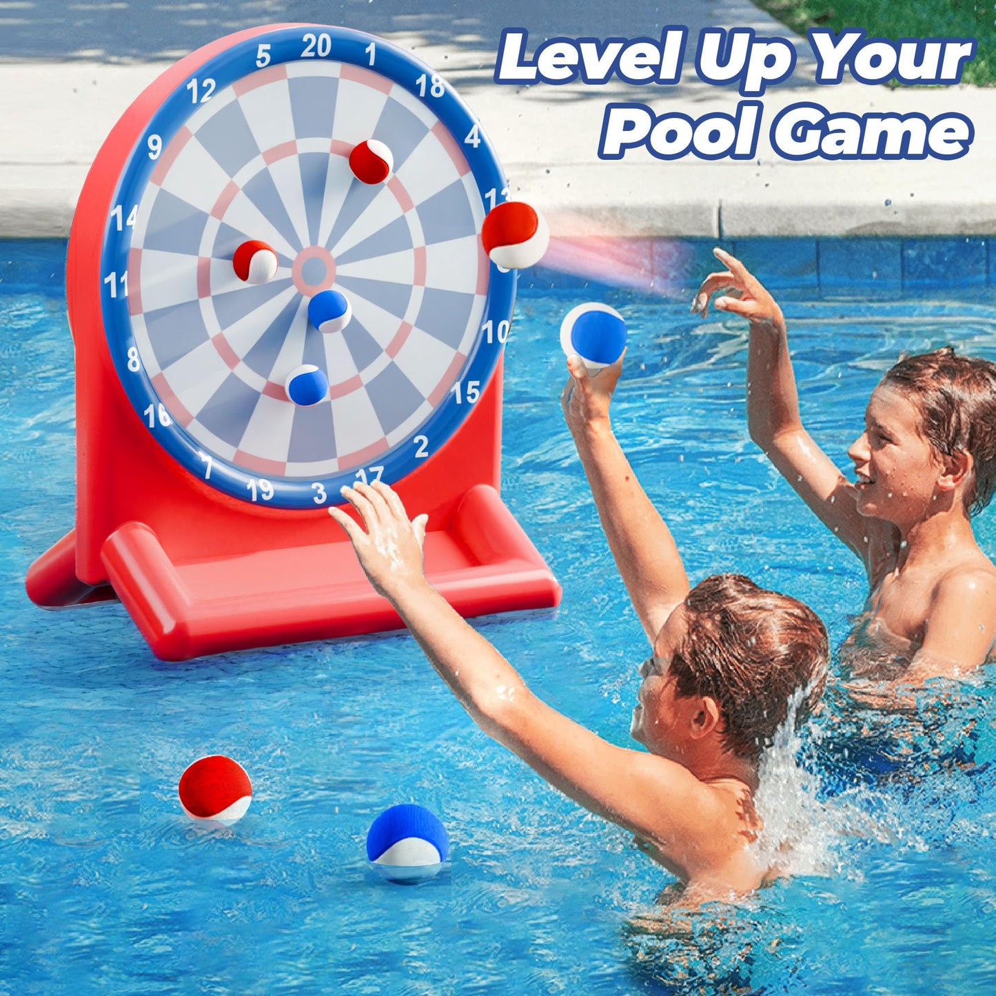 Funscape Kids Fun Pool Toys, Inflatable Dart Board Toss Water Game, Swimming Pool Floats, Beach Yard Outdoor Ball Play, Summer Party Birthday Gift 3 4 5 6 7 8 9 12 Yrs Boys Girls Teen Adult Family-Red