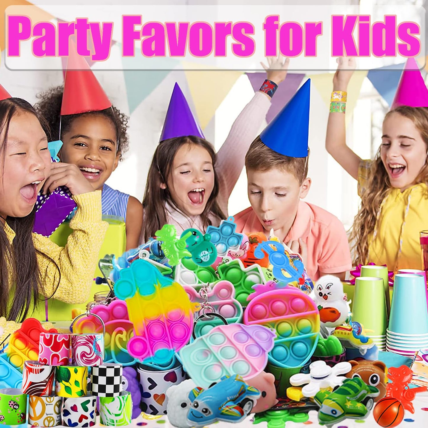 Kocici 134 PCS Party Favors for Kids, Prizes Treasure Box Toy for Classroom, Goodie Bags Stuffers, Pinata Easter Eggs Filler, Fidget Toys Bulk, Birthday Gifts