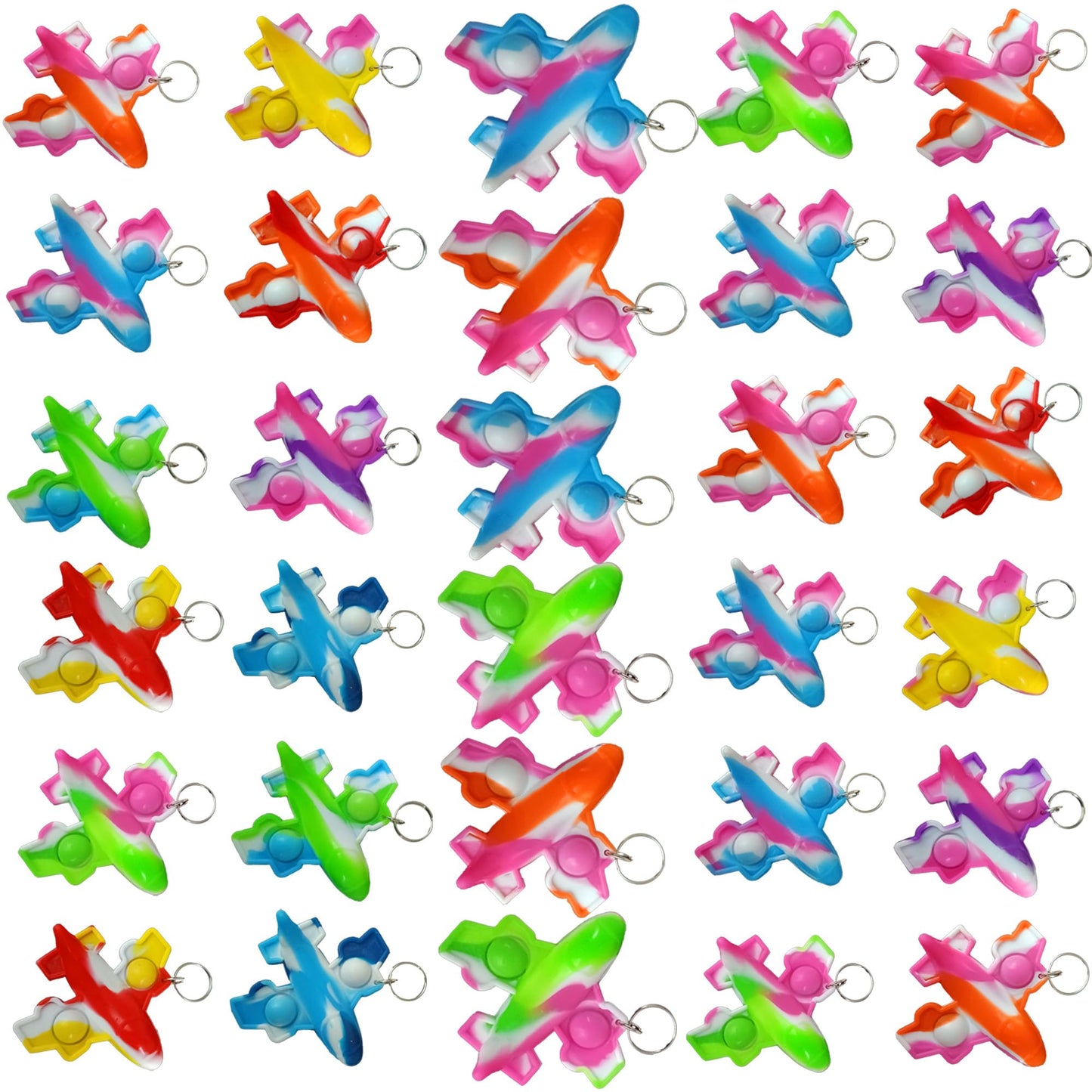 Roaqua 100 Packs Bulk Airplane Push Rainbow Bubble Mini Pop Fidget for Boy Girls Kids, Birthday Party Favors Supplies Classroom summer Student Prize Gifts