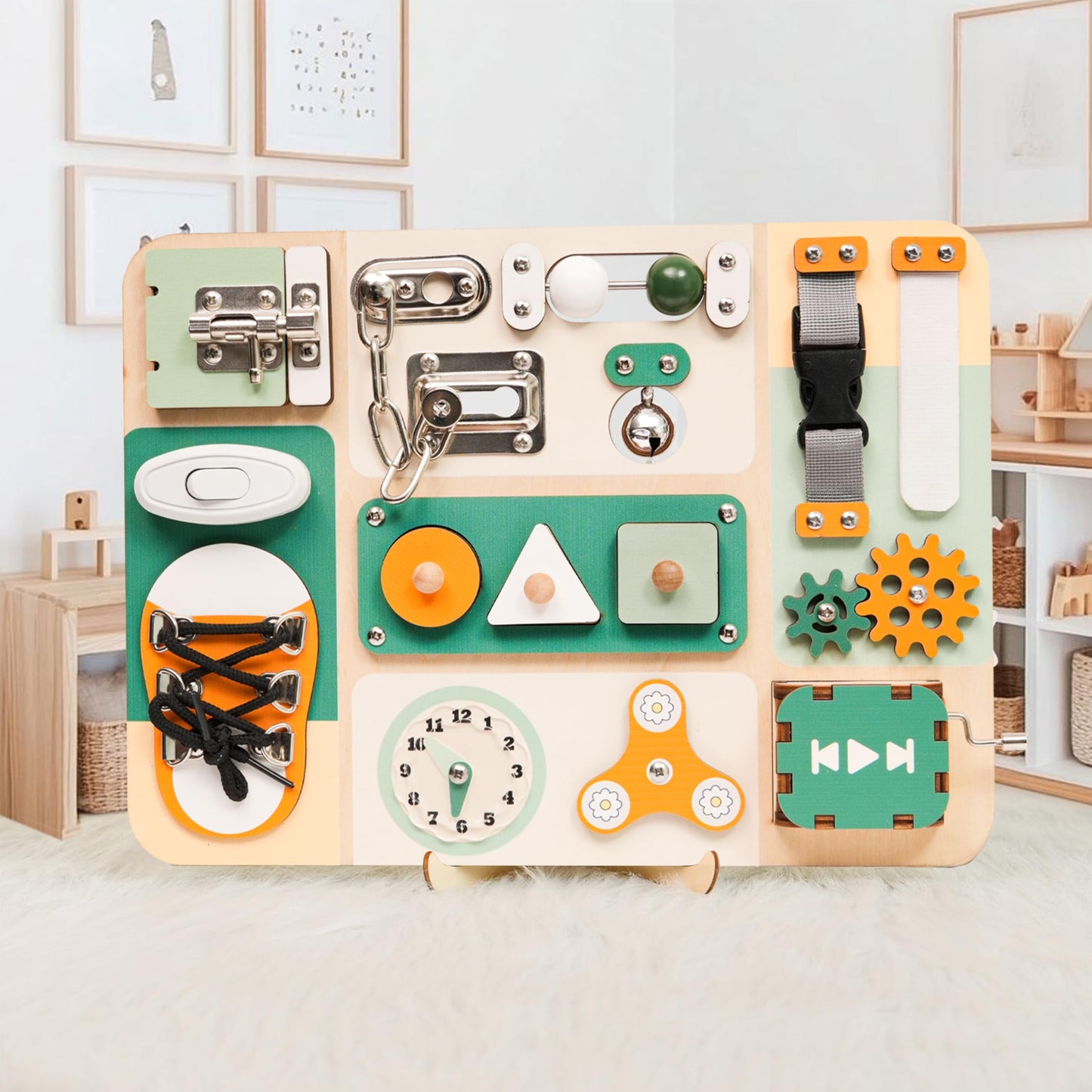 KALOTOYS Busy Board Montessori Toys for 1 2 3 Year Old - Sensory Toys for Toddlers 1-3 - Fine Motor Skills & Early Learning - Montessori Gift for Boys & Girls, Travel-Friendly & Safe