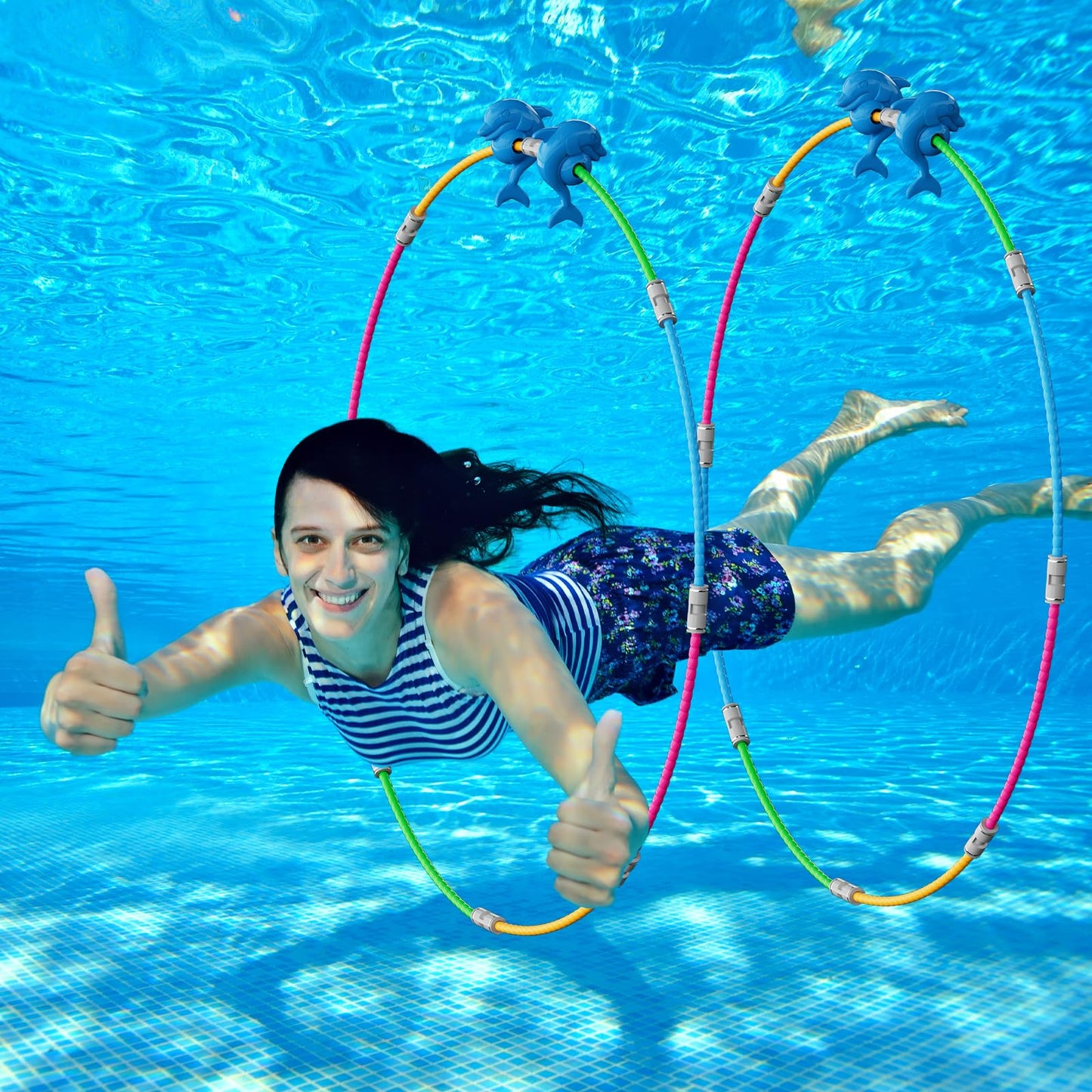 Pool Toys for Kids, 2-Pack Underwater Sports Swim Thru Rings for Kid, Ideal Pool Games Swiming Rings Toy for Boys/Girls Aged 5, 6, 7, 8, 9, 10, 11,12