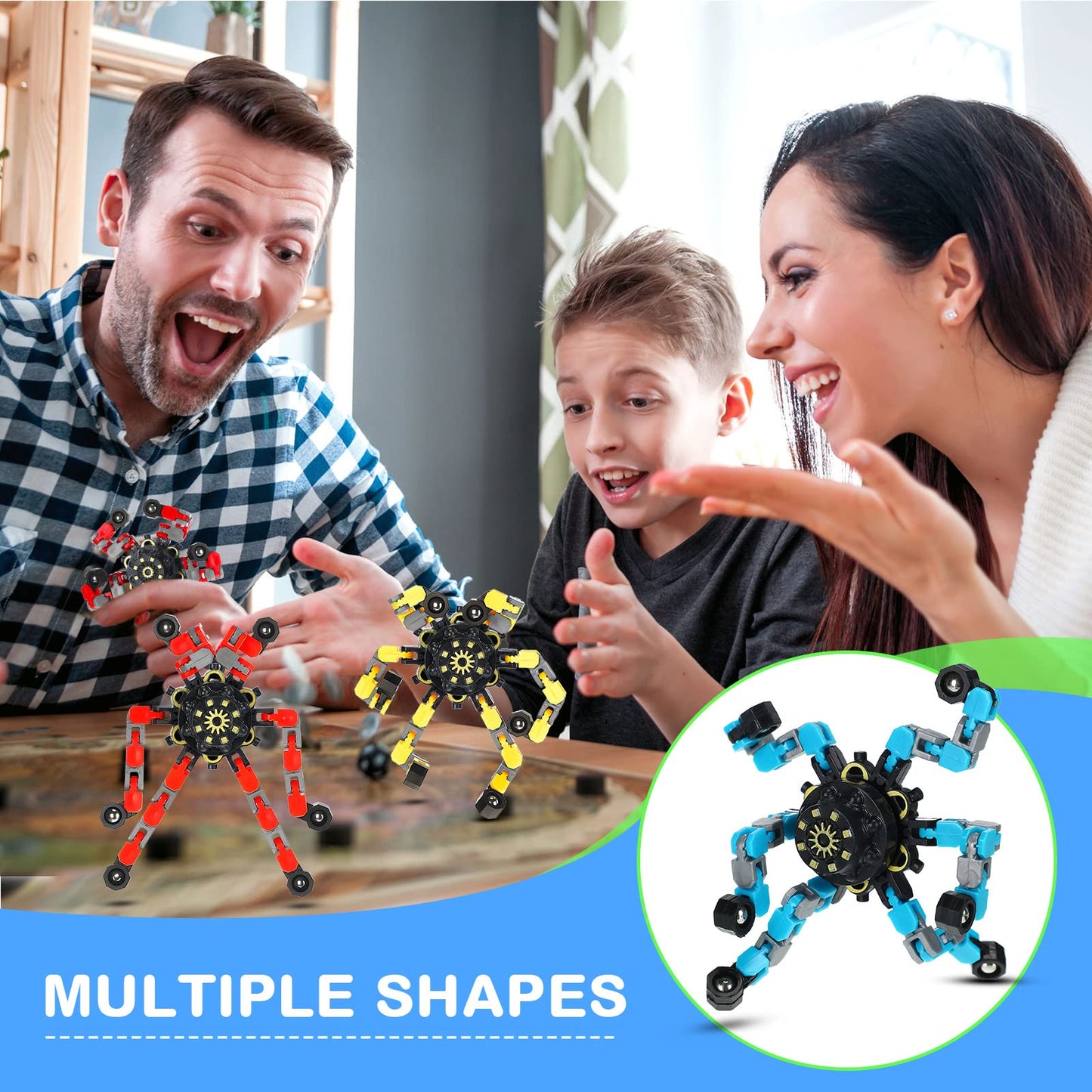 Charniol 20 Pcs Transformable Fidget Spinner Toys Funny Sensory Chain Robot Fidget Spinner DIY Deformed Mechanical Spiral Stress Relief Gifts for Kids Boys Adults Halloween Christmas Stuffers