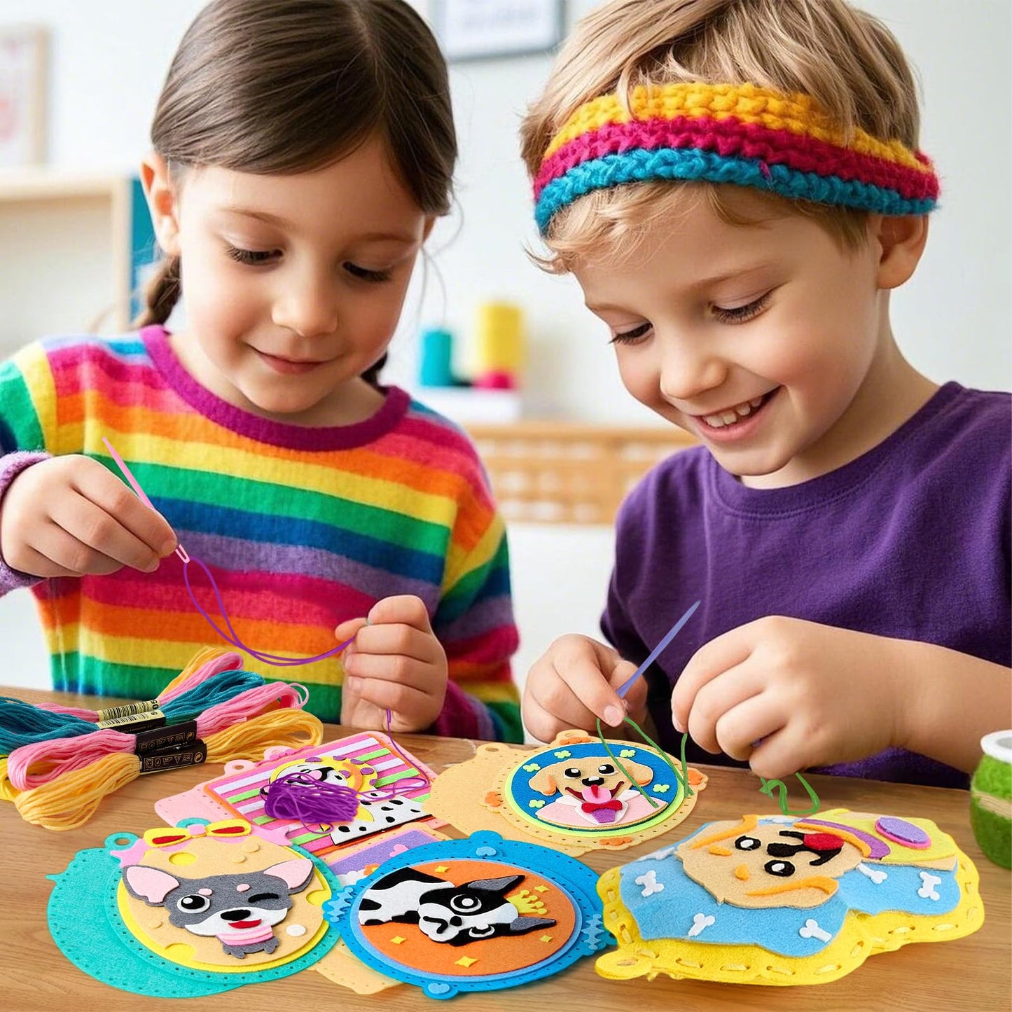 Toylink Dog Tag Sewing Kit for Kids Beginners, 12-in-1 Sew Your Own Felt Craft Kit for Kids Girls Boys 6-8, 8-12, Fun and Educational Birthday Gift Ideas