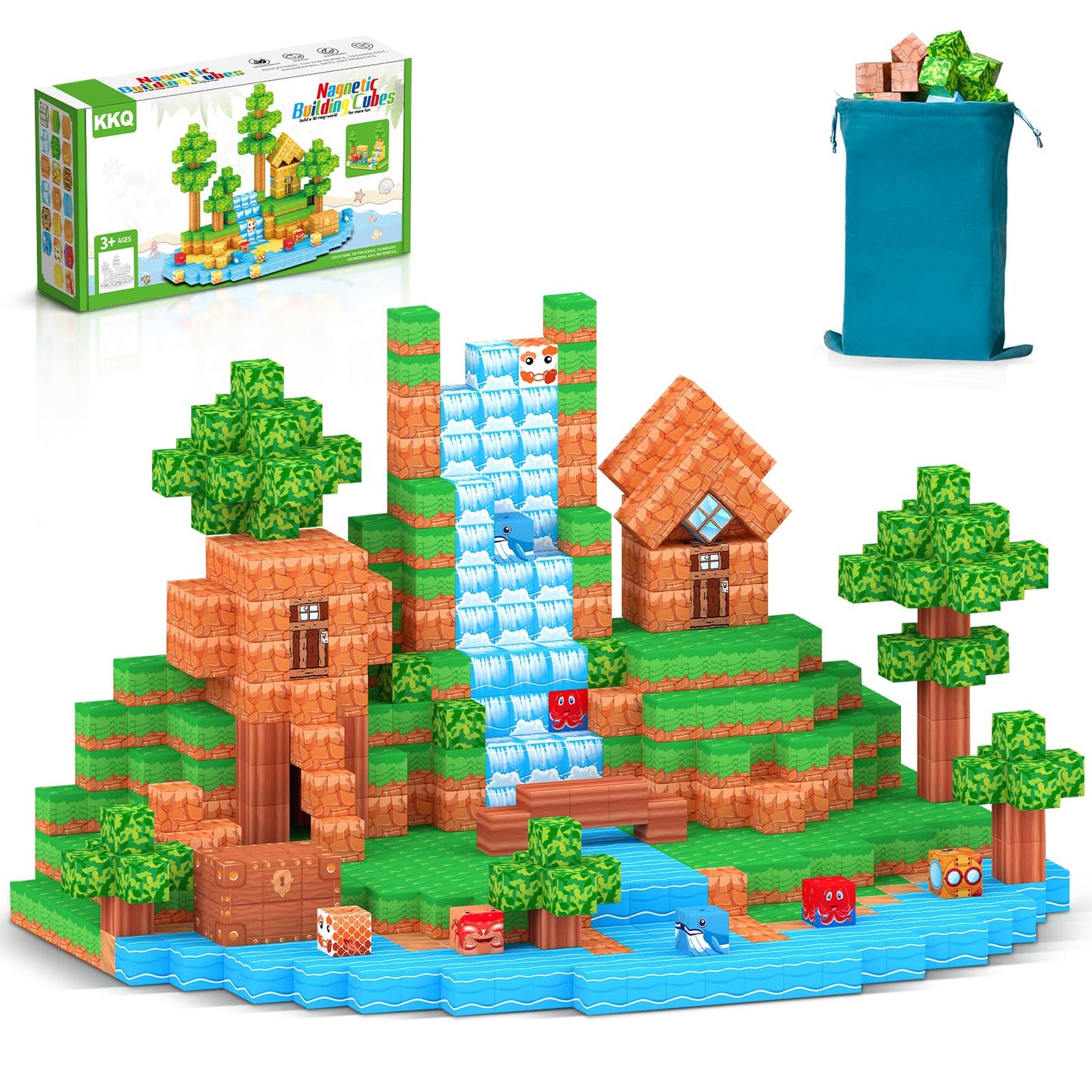 KKQ 100PCS Magnetic Blocks,STEM Building Toys for Boys 3+,Toddler Sensory Constructions Stacking Magnet Blocks,Christmas Birthday Gifts for Girls Age 4 5 6 7 8 9 10