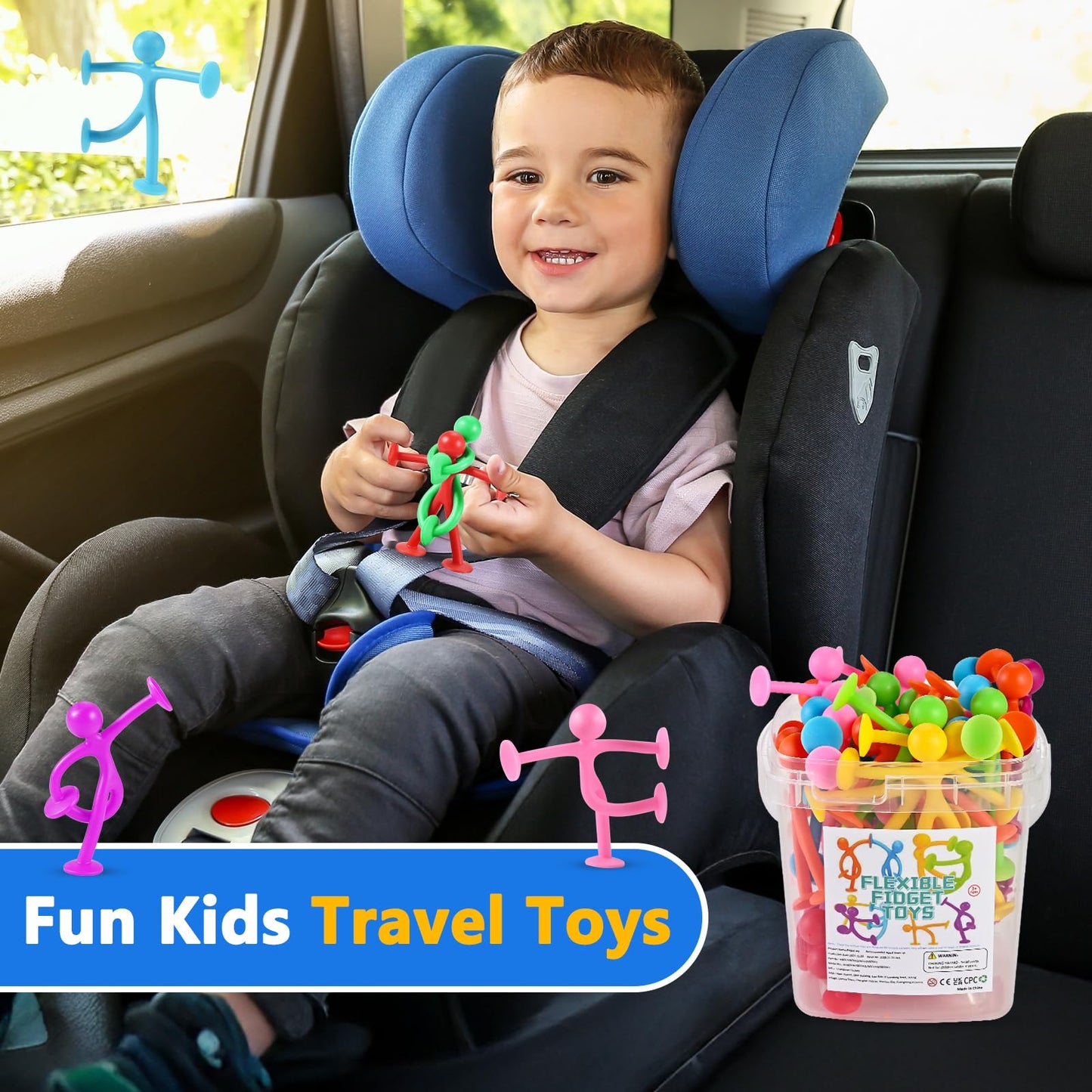 GOLDGE 35 Pack Suction Cup Sensory Toys, Silicone Suction Fidget Toys for Kids with Autism, Bulk Travel Toys for Calming Down, Stress Relief, Party Favors, Stocking Stuffers, Prizes for Boys & Girls