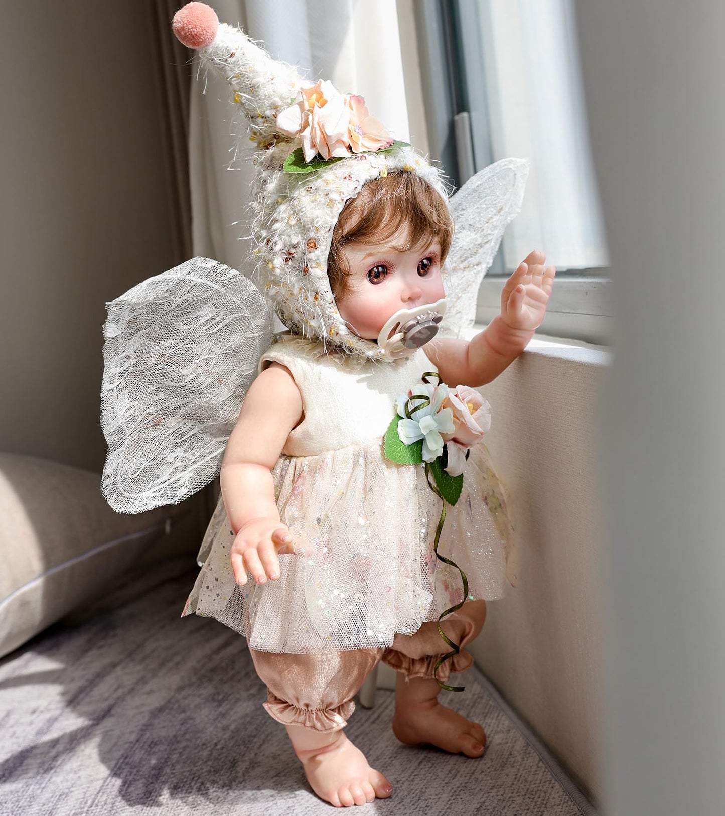 Cloveray Baby Doll, 18 Inch Reborn Baby Dolls – Realistic Lifelike Blush Fairy Newborn Girl Doll, Real Life Baby Dolls with Accessories, Gift for 3+ Year Old Girls, Pretend Play & Collection