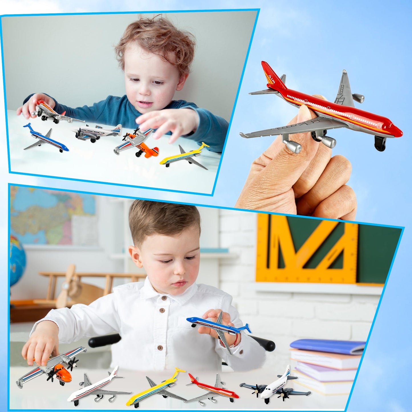 24 Pack Diecast Airplane Model Alloy Airplanes Toy for Kids Birthday Children's Day Party Favor Educational Fun Gifts Classroom Rewards