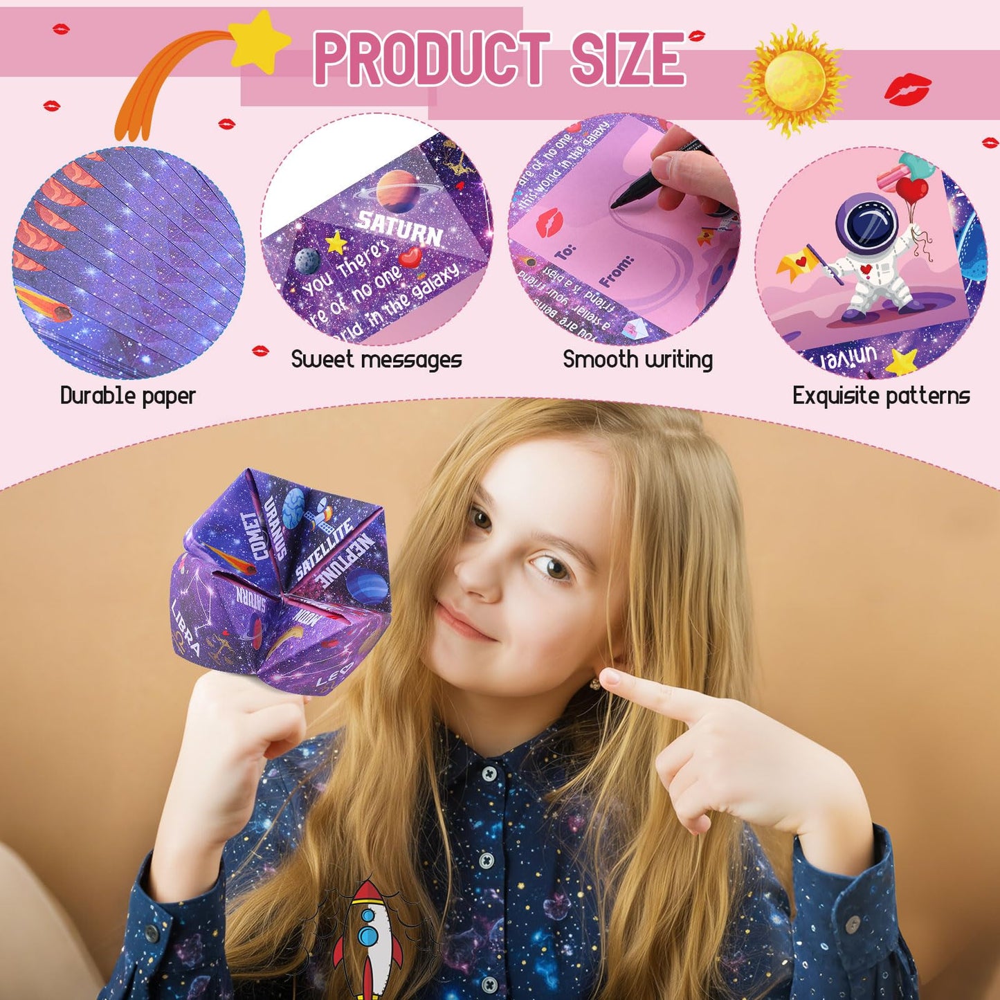Blosssound 36 Pcs Cootie Catcher Space Party Favors Outer Space Crafts Cosmic Paper Origami Cards Fortune Telling Game for Kids Students Classroom Easter Gifts Galaxy Birthday Goodie Bags Stuffers