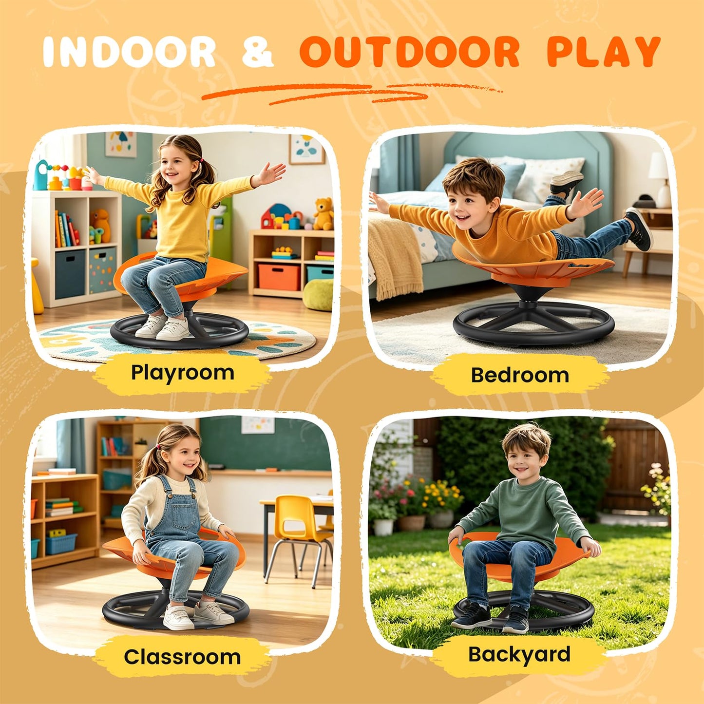 ALSPON Spinning Chair for Autistic Kids | Sensory Spinning Chair and Sit and Spin Toy | Sensory Seat for Toddlers Development