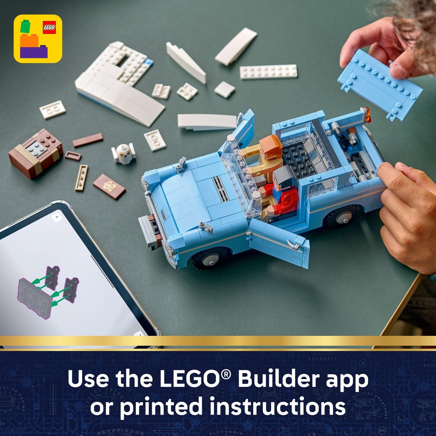 LEGO Harry Potter Enchanted Flying Ford Anglia Car Building Toy for Boys & Girls - Book Shelf & Bedroom Decor for Ages 14+ - W/Harry, Ron, & Hedwig Minifigures - Gift Idea for Birthdays - 76470