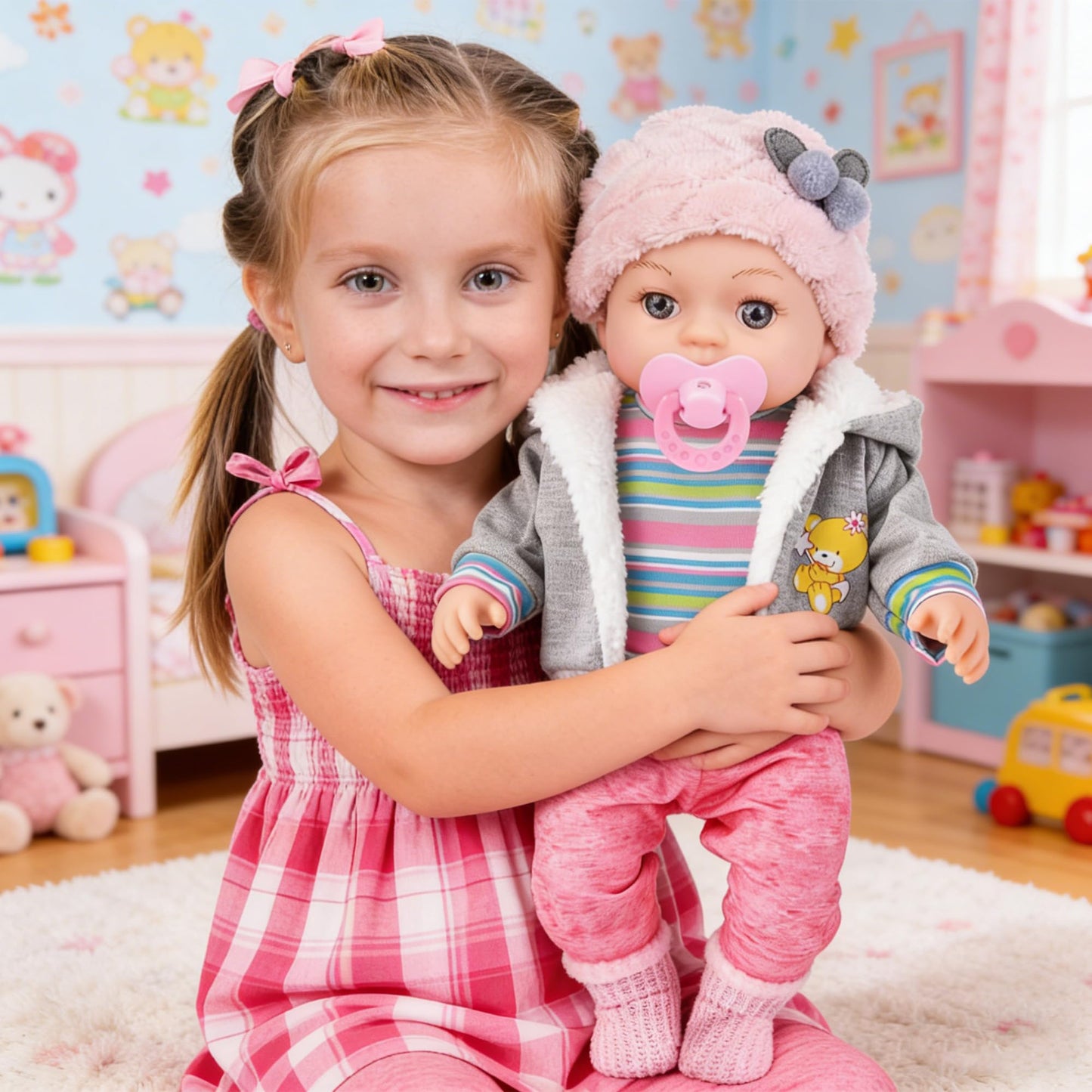 dollbie 12 Inch Realistic Baby Doll with Outfits & Feeding Accessories - Lifelike Baby Doll with Pacifier, Bottle & Feeding Set, Ideal Gift for Toddler Girls Age 3+