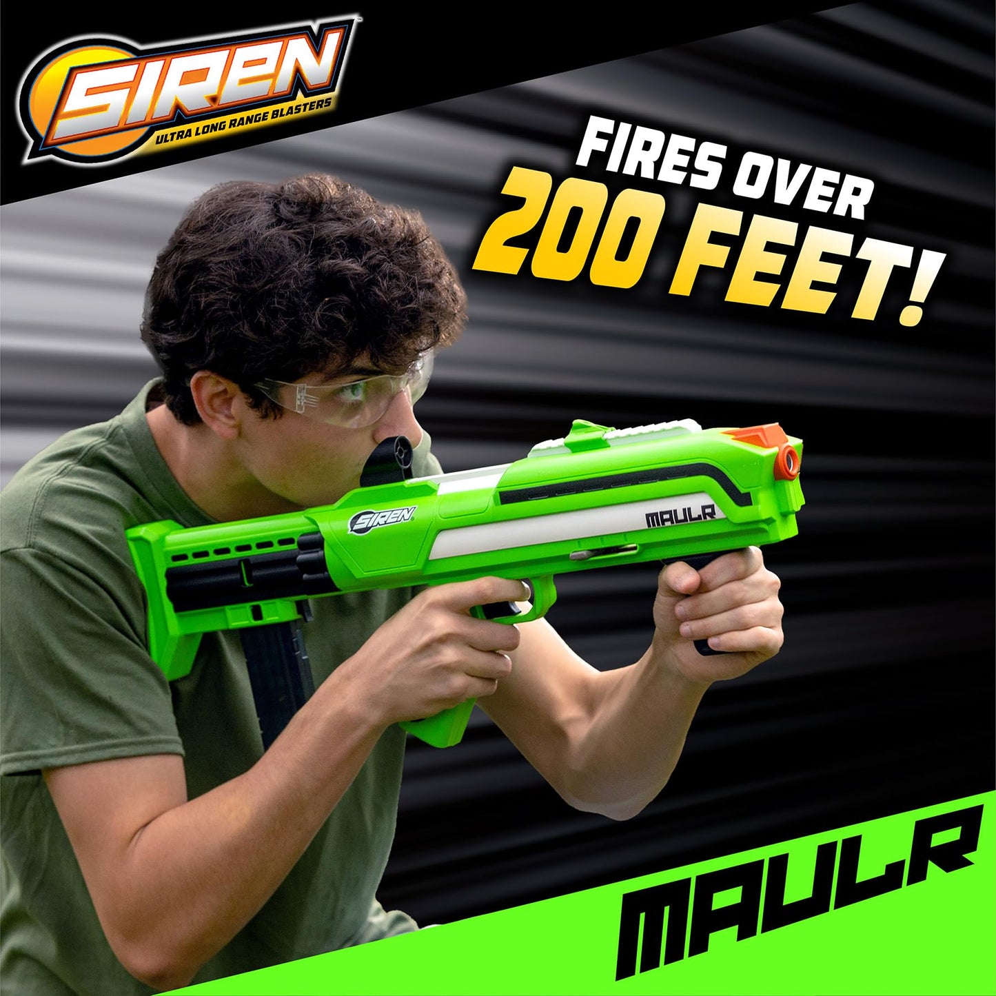 Siren Blasters Maulr Ultra Long Range Foam Dart Blaster, Pump-Action Multi-Shot, 200 Ft Range, 220 FPS, Adjustable Fire Power (Control Speed and Distance), 10-Dart Magazine, Outdoor Games, Ages 14+