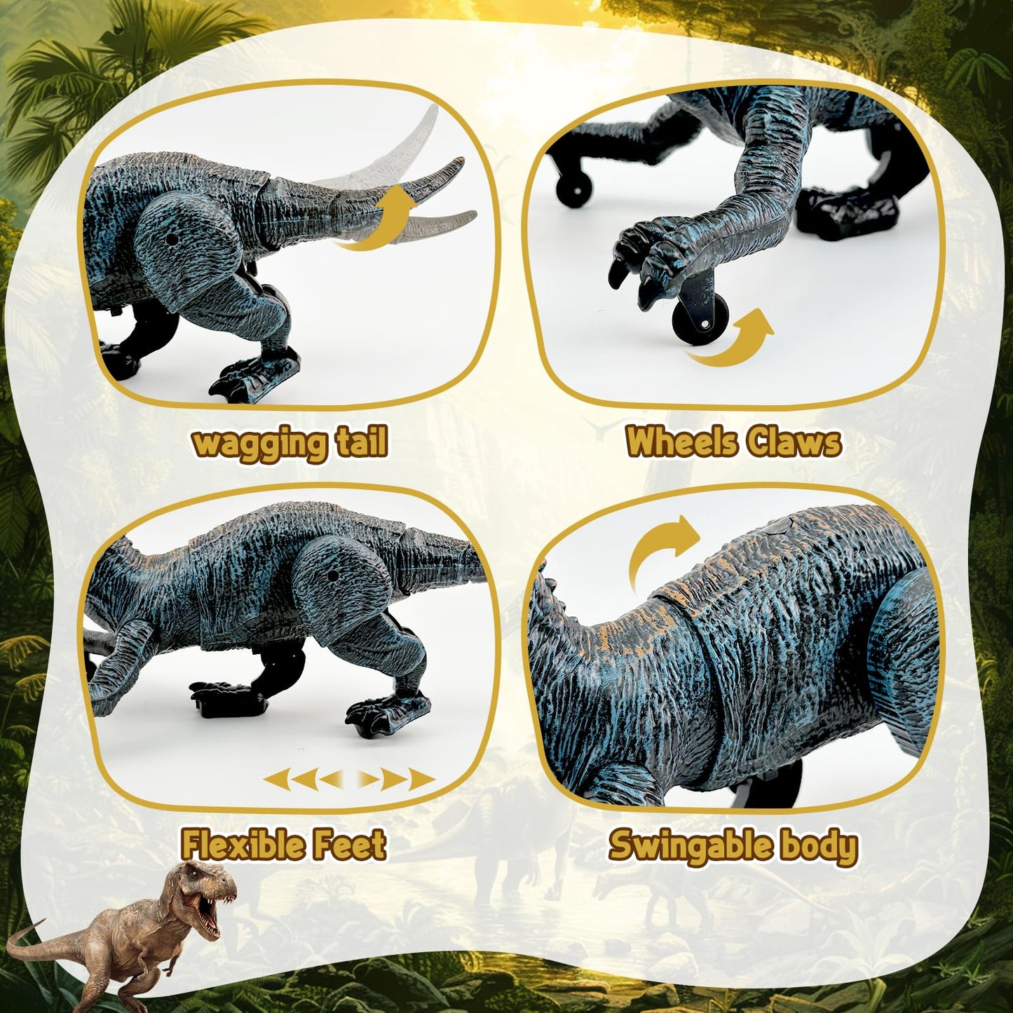 TALGIC Remote Control Dinosaur for Boys 4-7, Robot Dino Toys for Kids 5-7, rc Dino with Realistic Legs & Spray Stream, Remote Dinosaur Toys for Kids3 4 5 6 9 Year Old boy Birthday Gift (Blue)