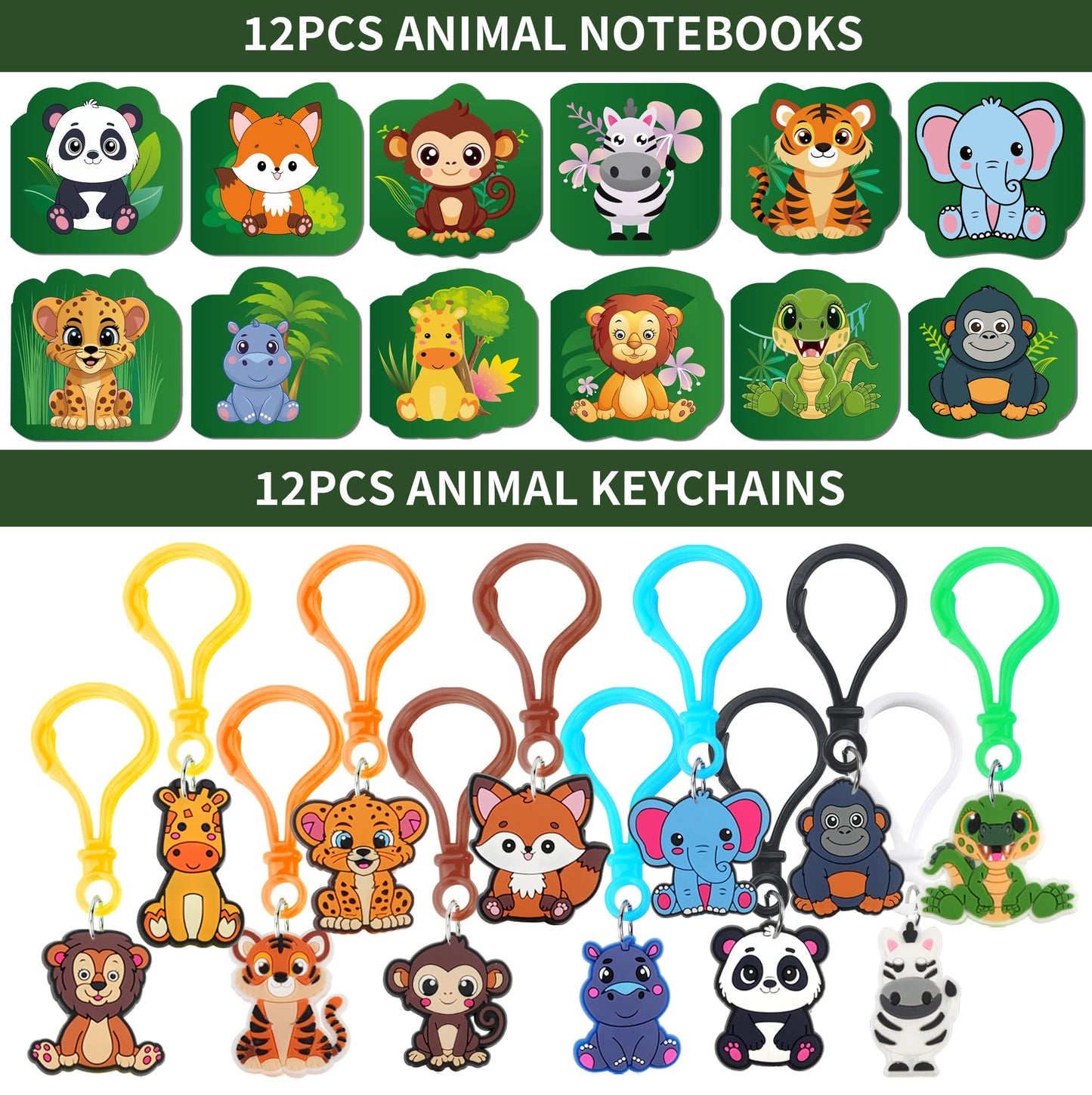 All-in-One - 256 Pcs Wild One Jungle Safari Birthday Party Decorations - Zoo Animal First Birthday Supplies Kit - Includes Favor Boxes, Bubble Wands, Straws, Party Hats, Stickers & Cake Toppers etc