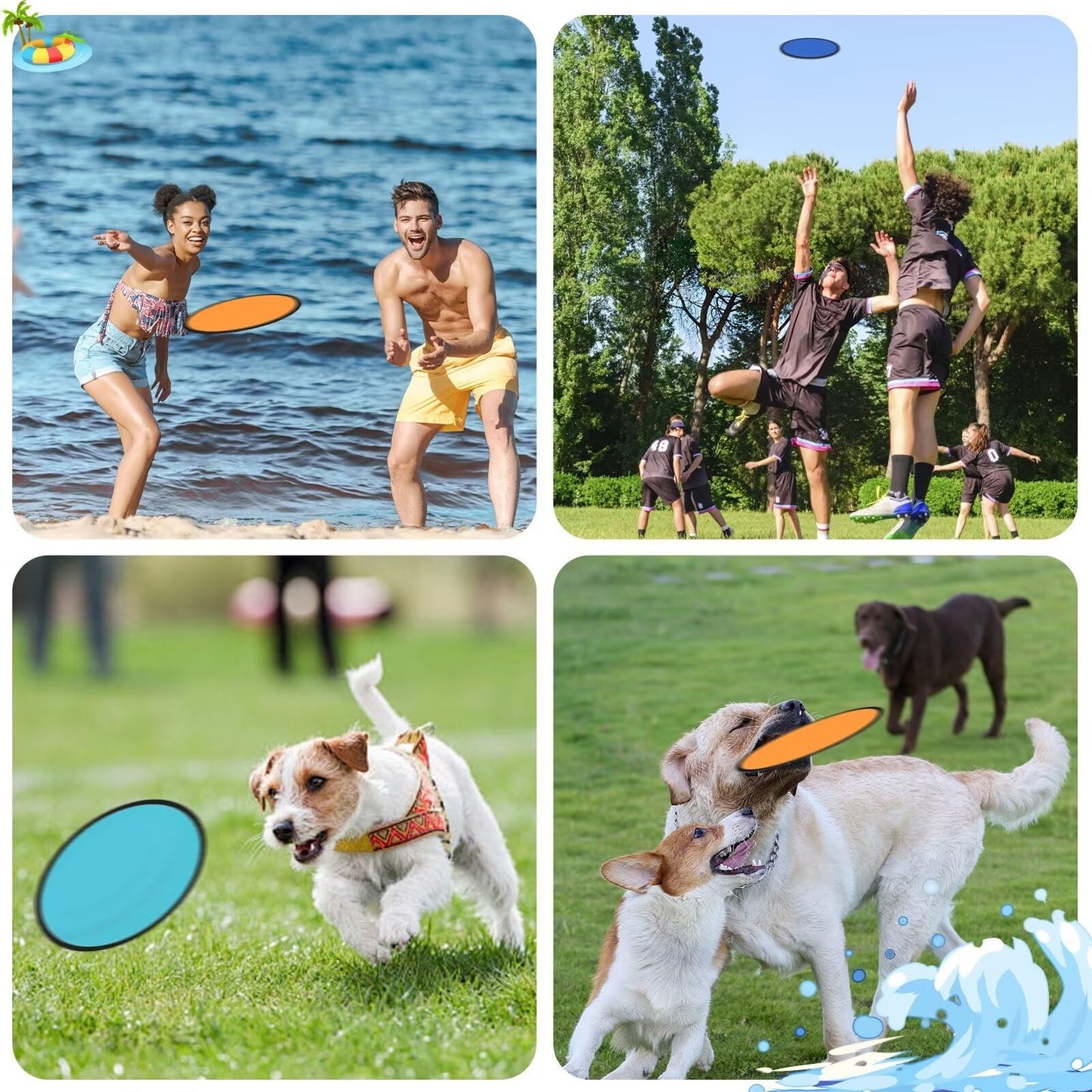 YEAHACLUB 28PCS Foldable Flying Disc Fans with Bags, 9.8'' DIY Handheld Black Egde Fabric Folding Fan for Outdoor Game Activities Birthday Party Favors Gifts, 14 Colors