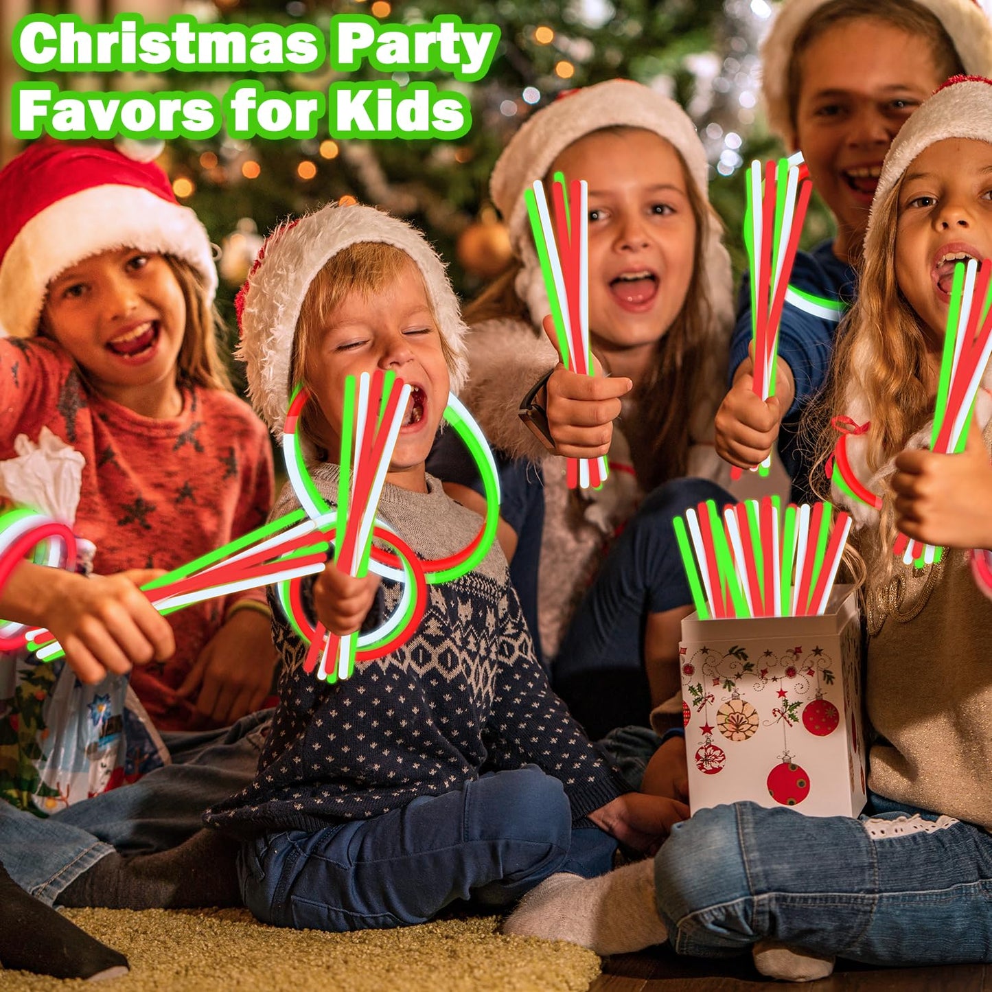 Light up Accessories Necklace & Bracelets for Kids 150 PCS, Bulk Red Green White Glow Sticks Party Favors for Toddlers, Holiday Toys Gifts Class Carnival Activities Supplies Trinkets for Students