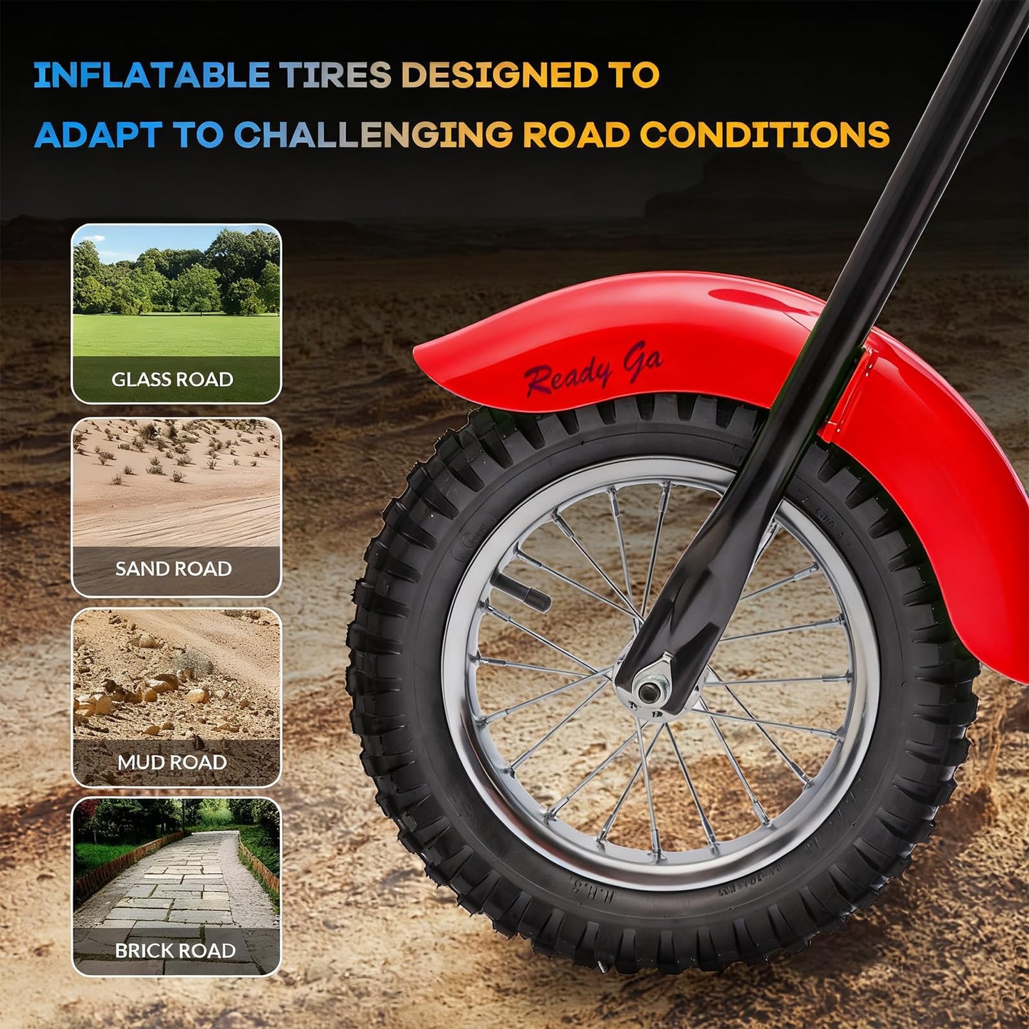 Electric Dirt Bike, 15 Mph & 150lb Max, 24V Ride On Toy for Big Kids w/Led Lights & Power Display, Chain-Driven Motor, Twist-Grip Throttle, Shock Springs, Handbrake, 12" Air-Filled Tires, Red