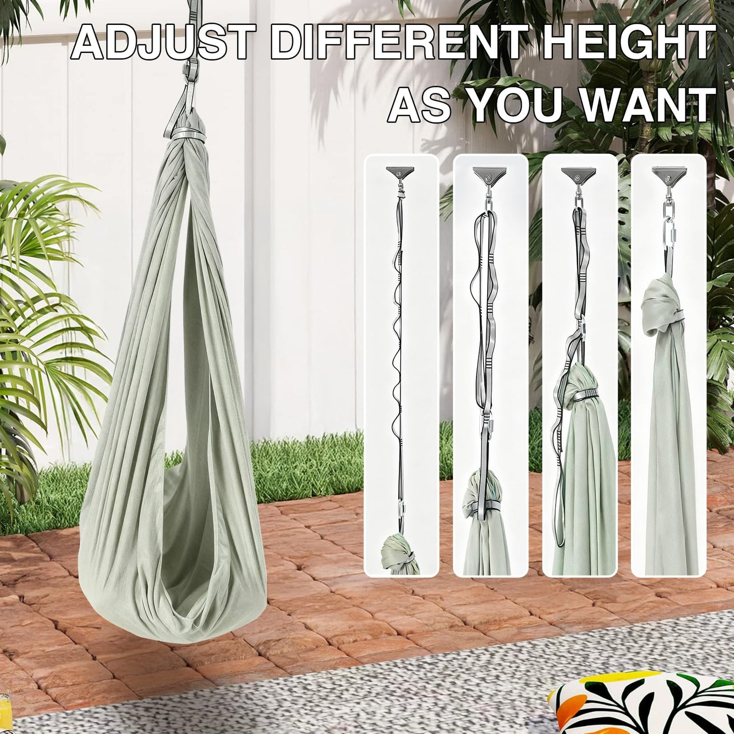 Sensory Swing, Indoor Outdoor Cuddle Hammock for Kids and Adults, with Heavy Duty Hardware, 360° Swivel, Calming Swing for Autism, ADHD and Sensory Integration